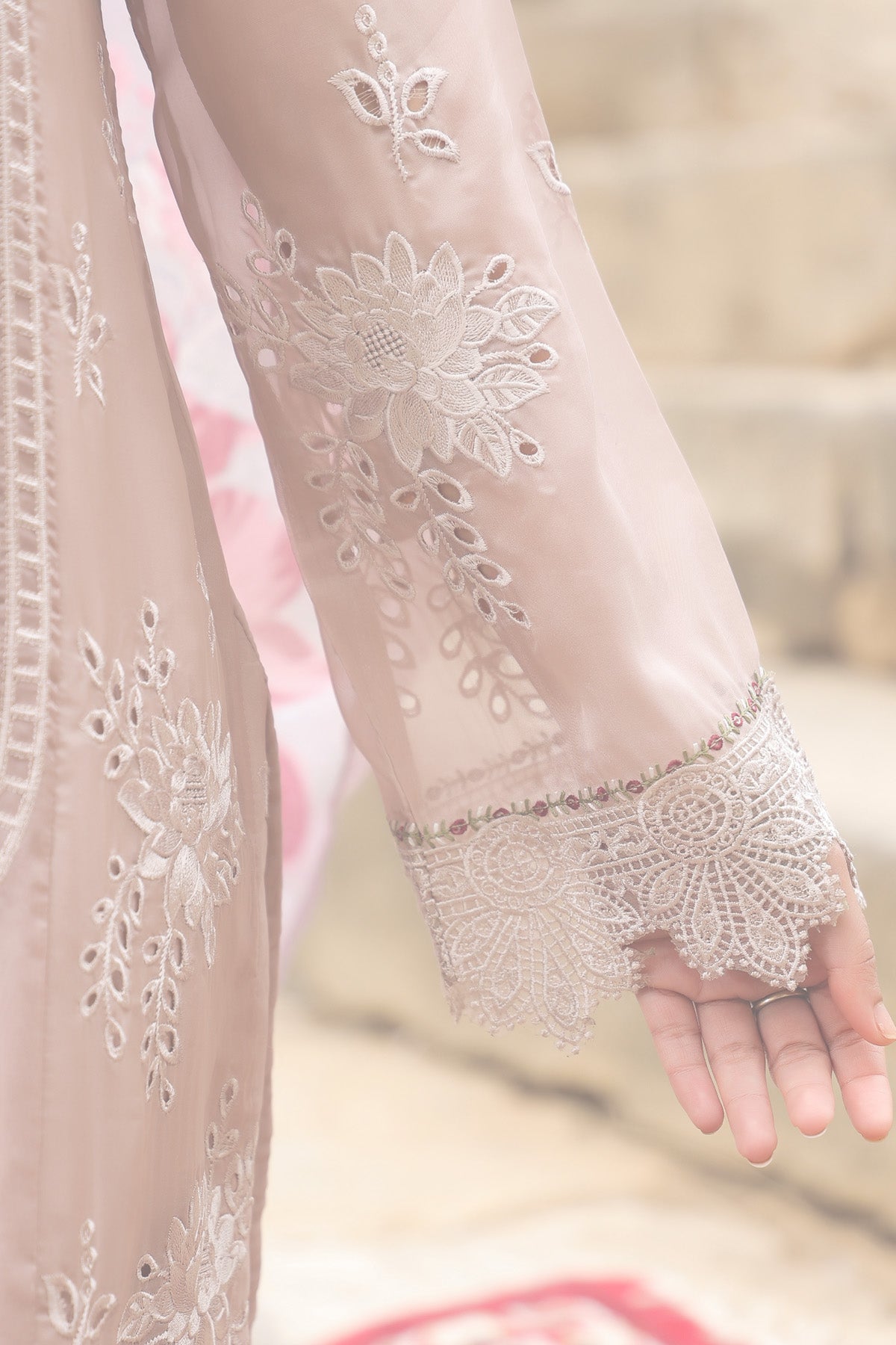 PINK ORGANZA STRAIGHT KURTA WITH PANT AND DUPATTA