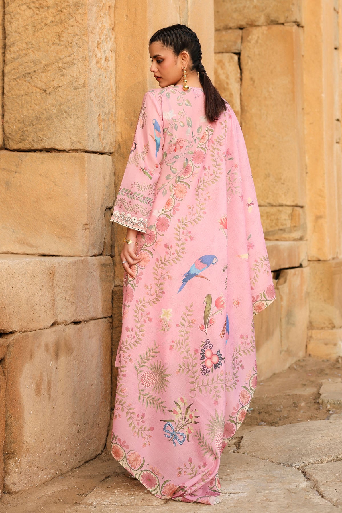 PINK COTTON STRAIGHT KURTA WITH PANT AND DUPATTA