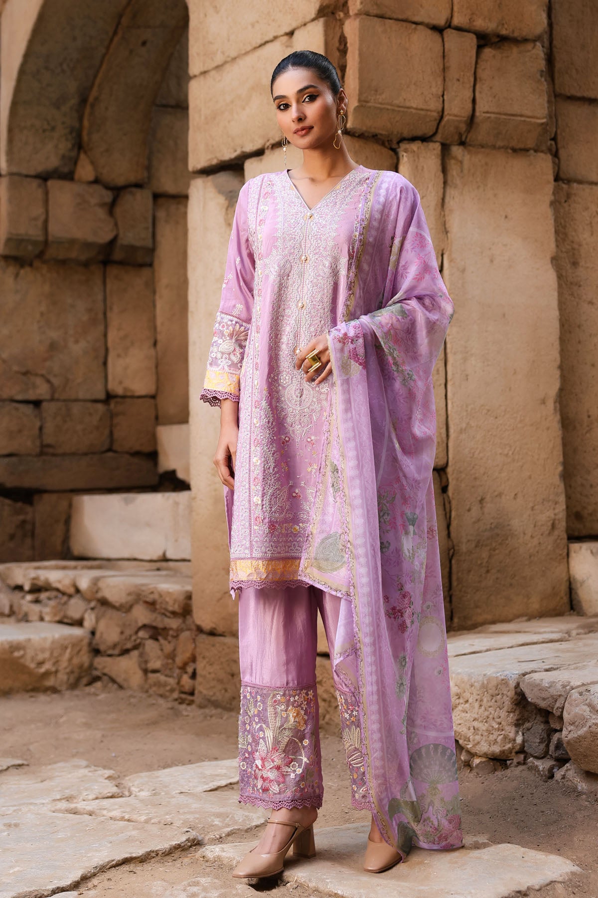 PINK CREPE STRAIGHT KURTA WITH PANT AND DUPATTA