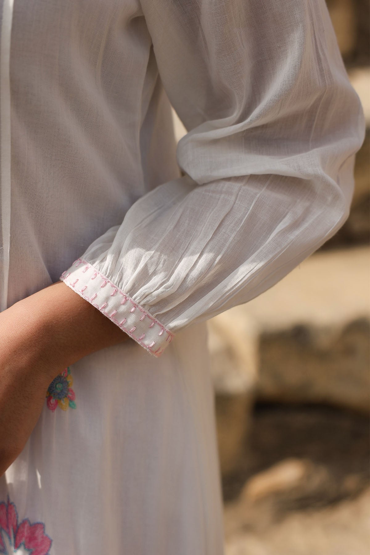 WHITE AND YELLOW MULMUL A -LINE KURTA WITH PANT AND DUPATTA