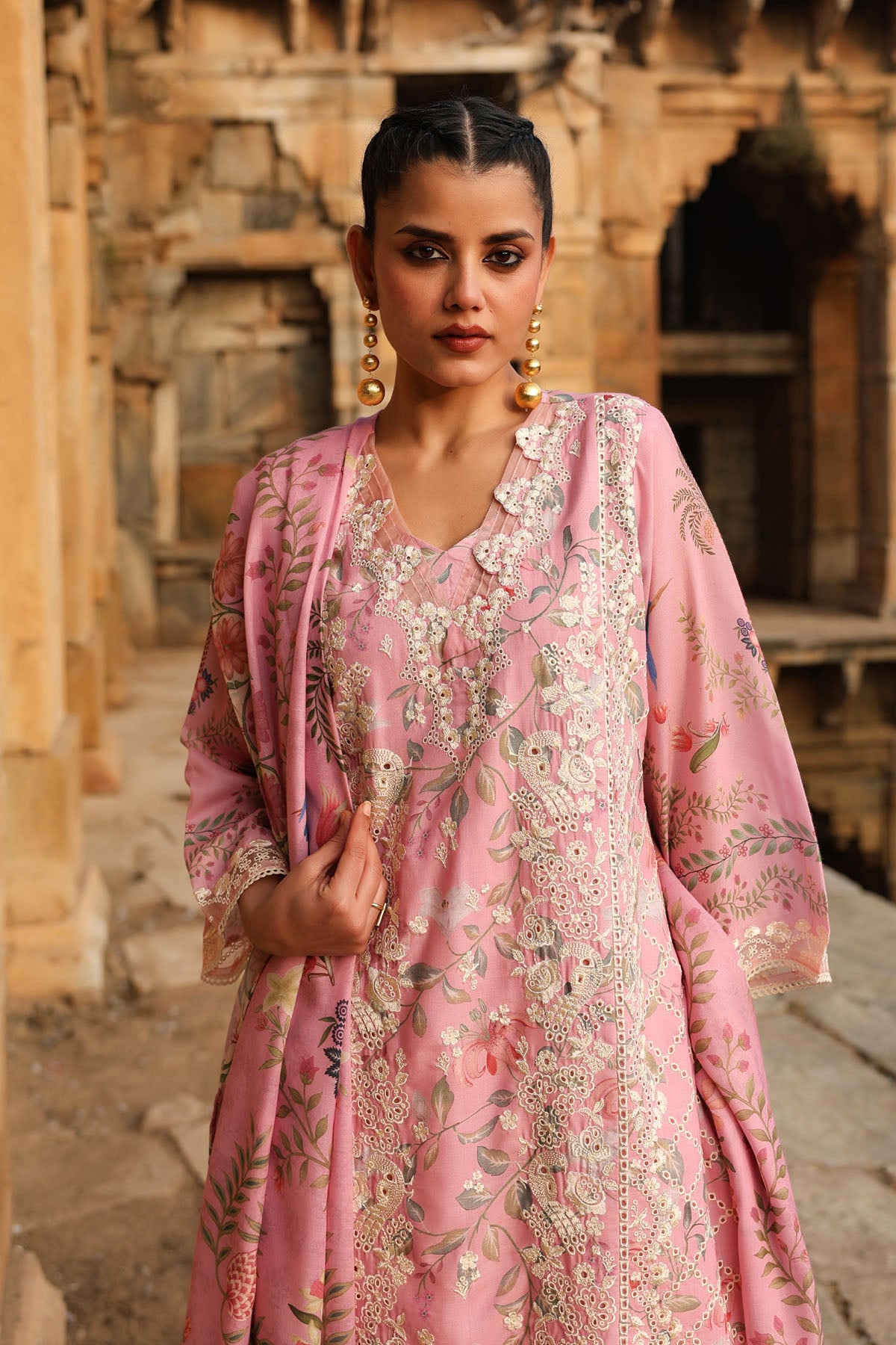 PINK COTTON STRAIGHT KURTA WITH PANT AND DUPATTA