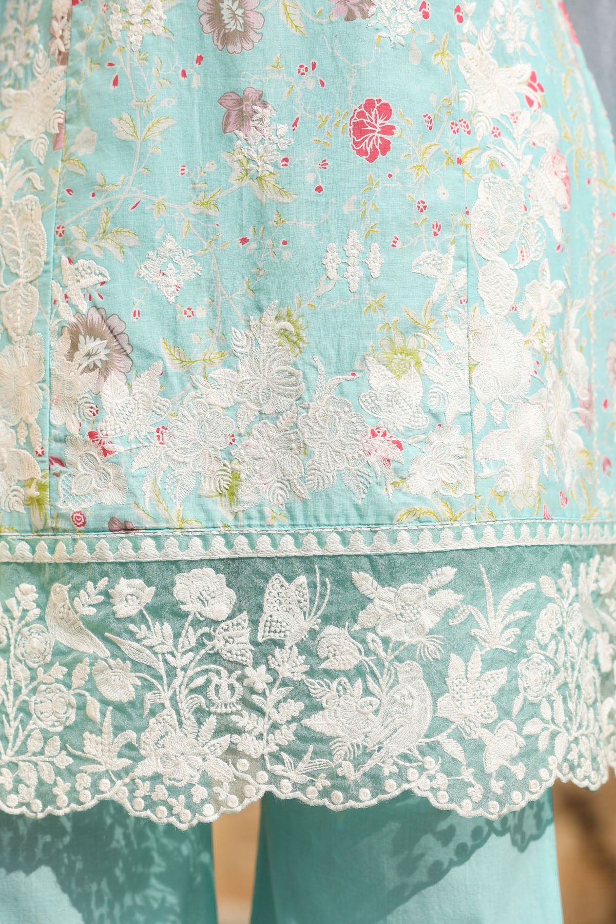 SKY COTTON STRAIGHT KURTA WITH PANT AND DUPATTA