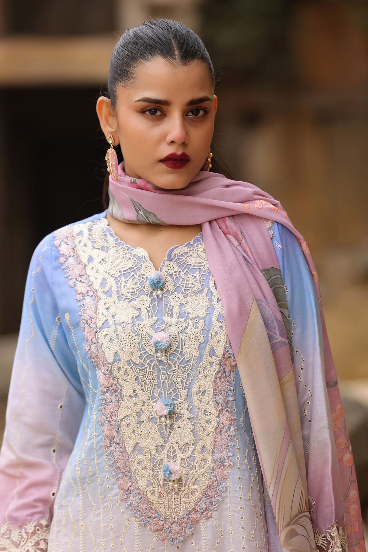 PINK COTTON STRAIGHT KURTA WITH PANT AND DUPATTA