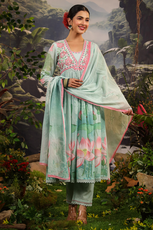 Gul Floral Bageecha Mulmul Embroidered Anarkali Set