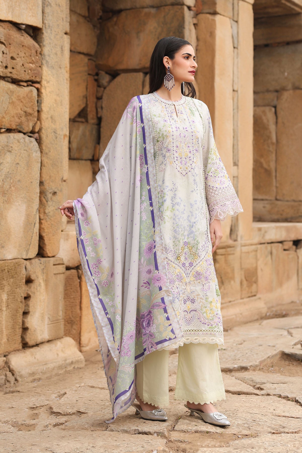 GREEN COTTON STRAIGHT KURTA WITH PANT AND DUPATTA