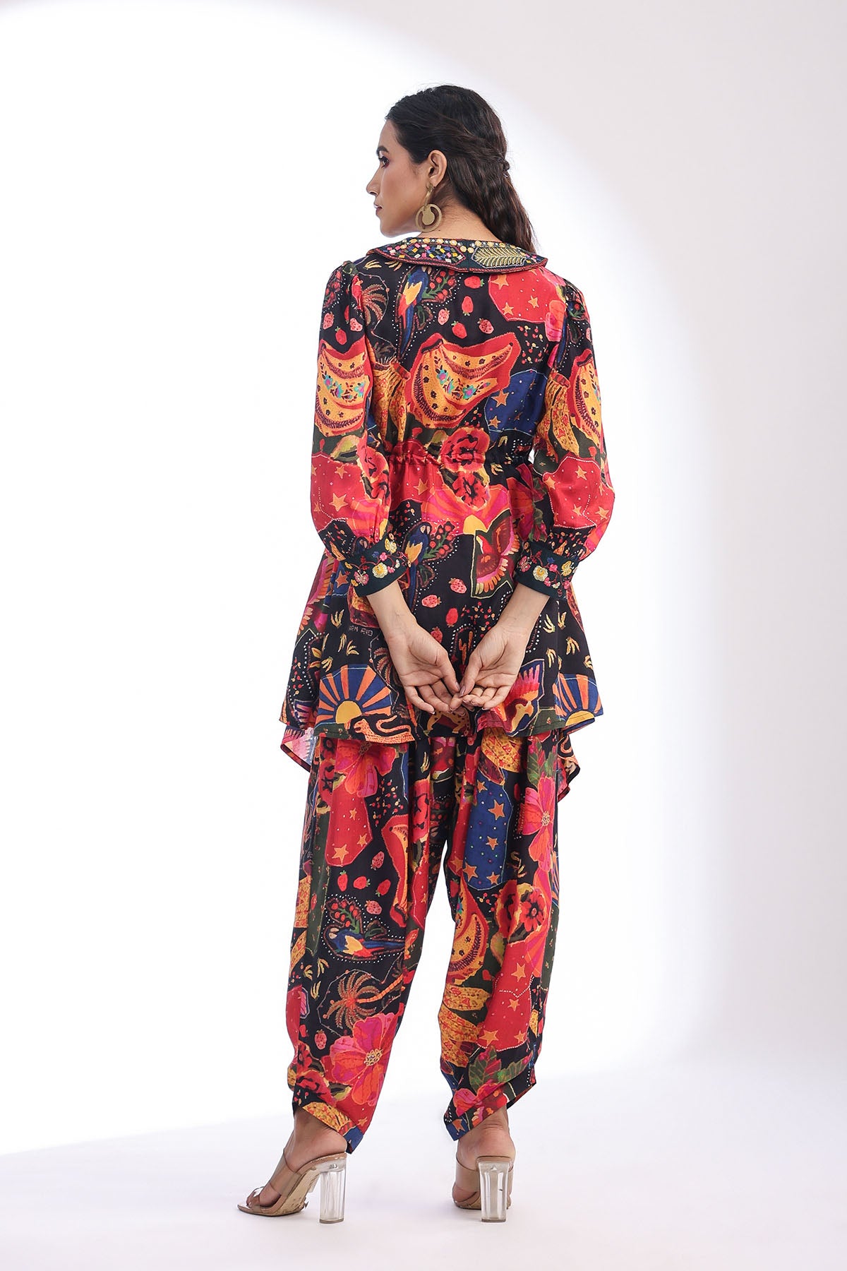 Black Multicolor Muslin Printed Co-ord Set