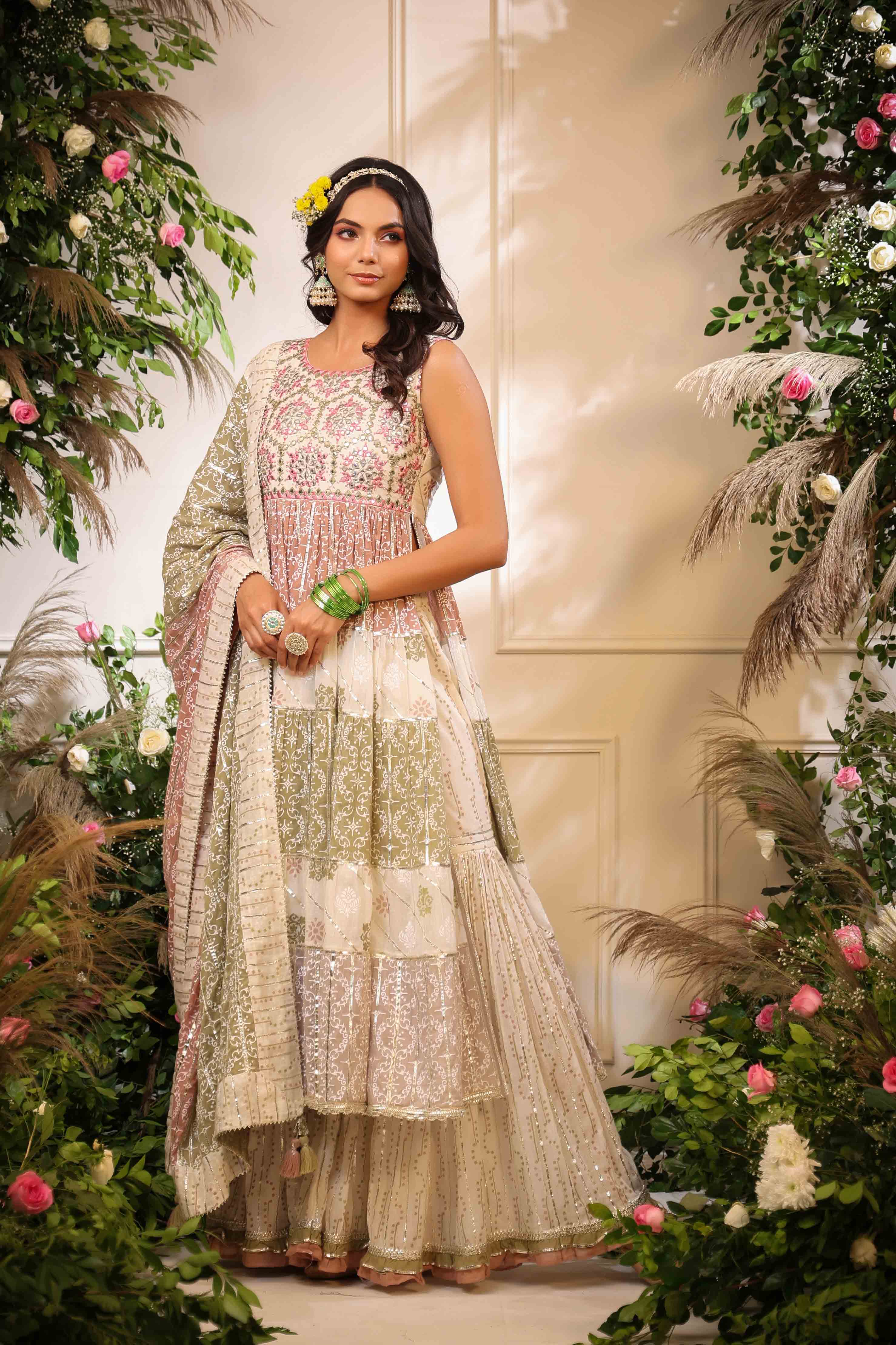 Pink Multicolour Cotton Handwork Sharara Set