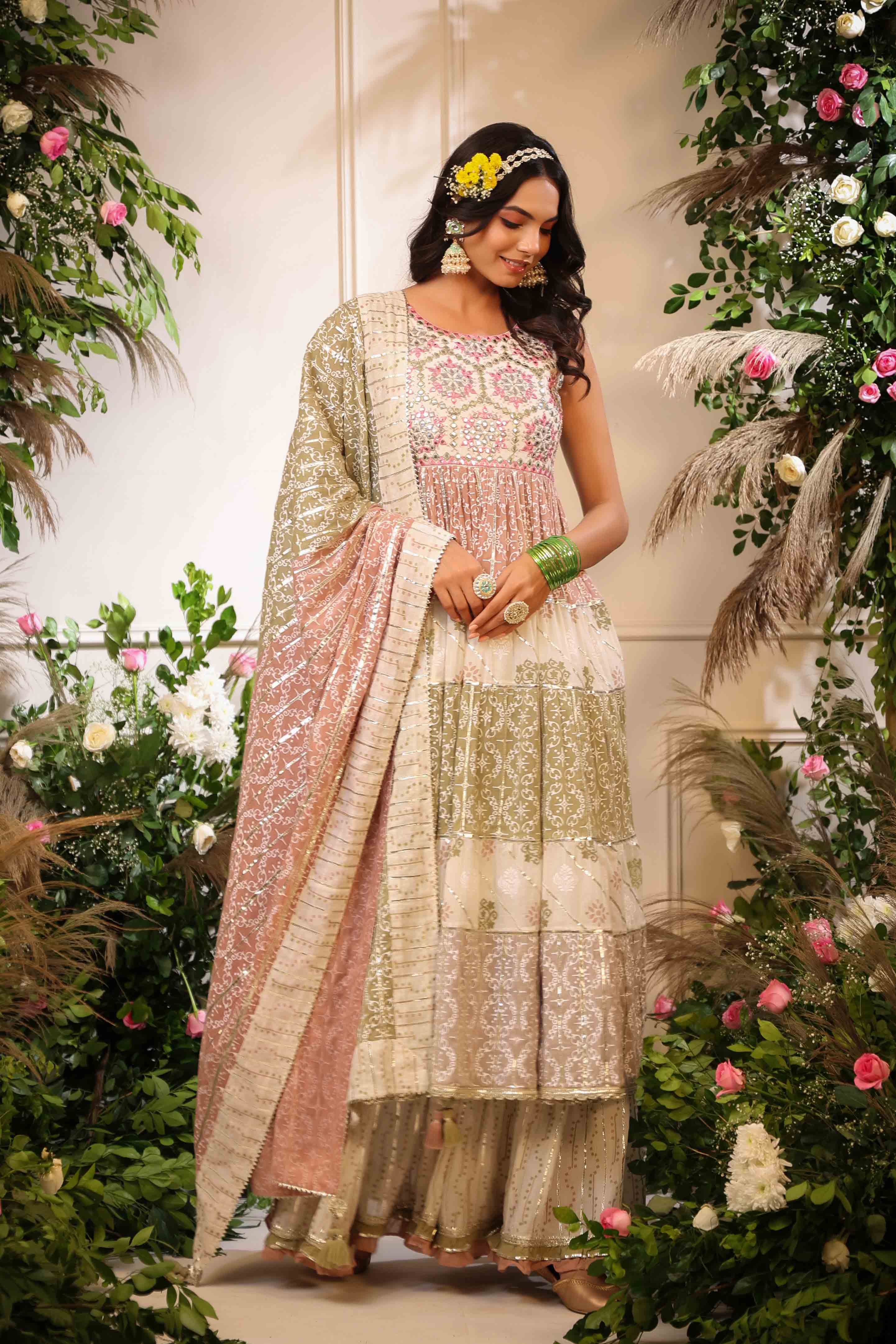 Pink Multicolour Cotton Handwork Sharara Set
