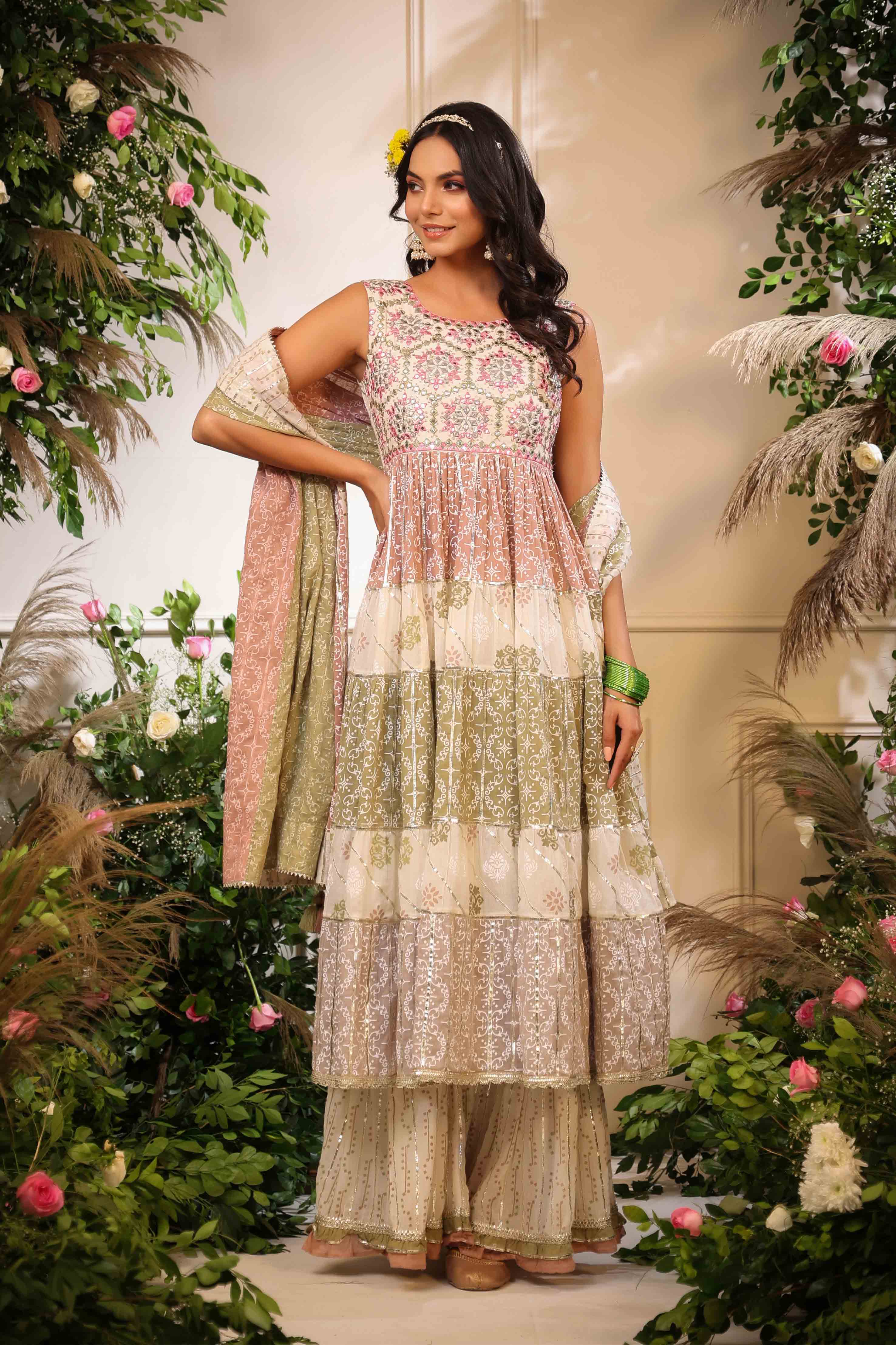 Pink Multicolour Cotton Handwork Sharara Set