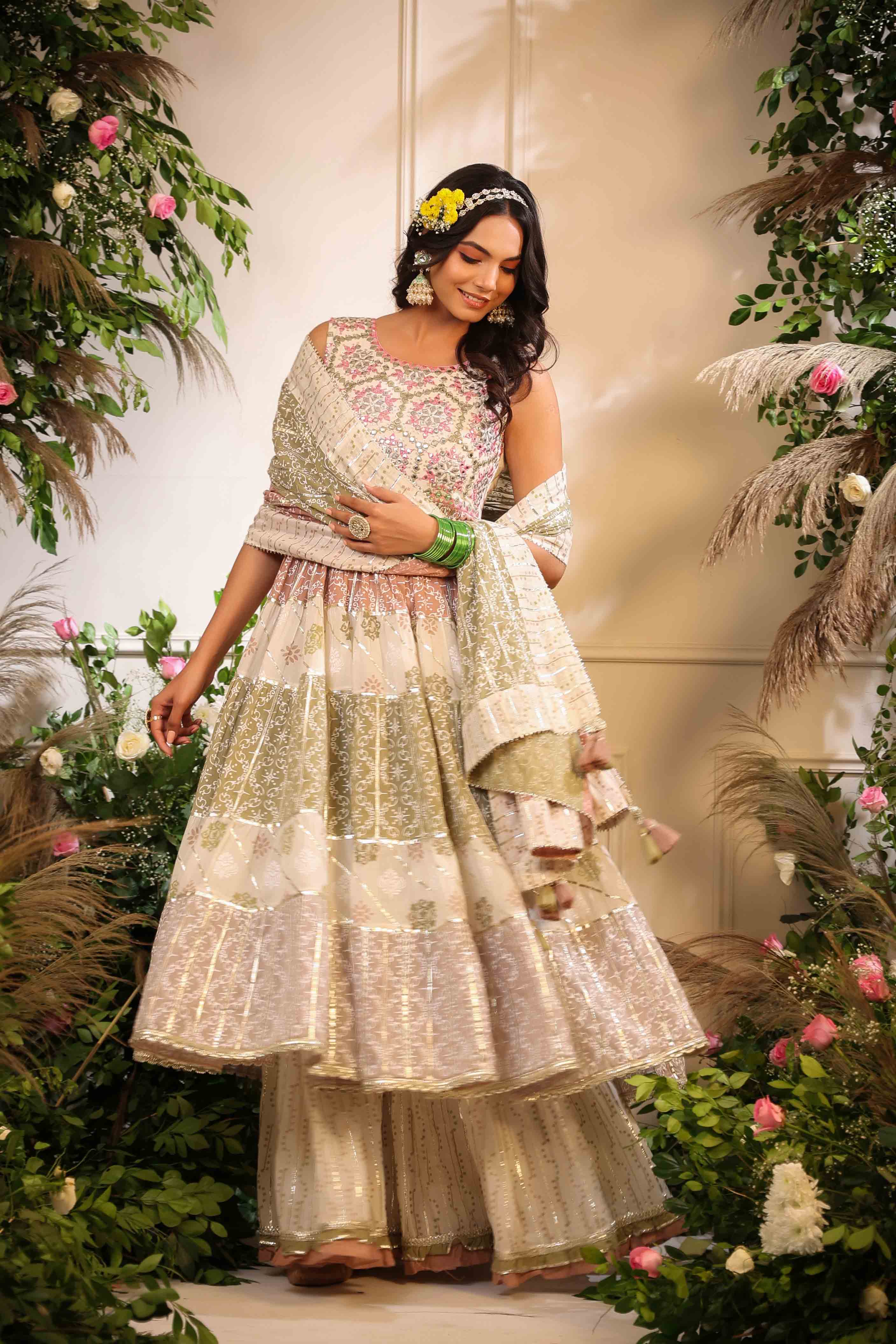 Pink Multicolour Cotton Handwork Sharara Set