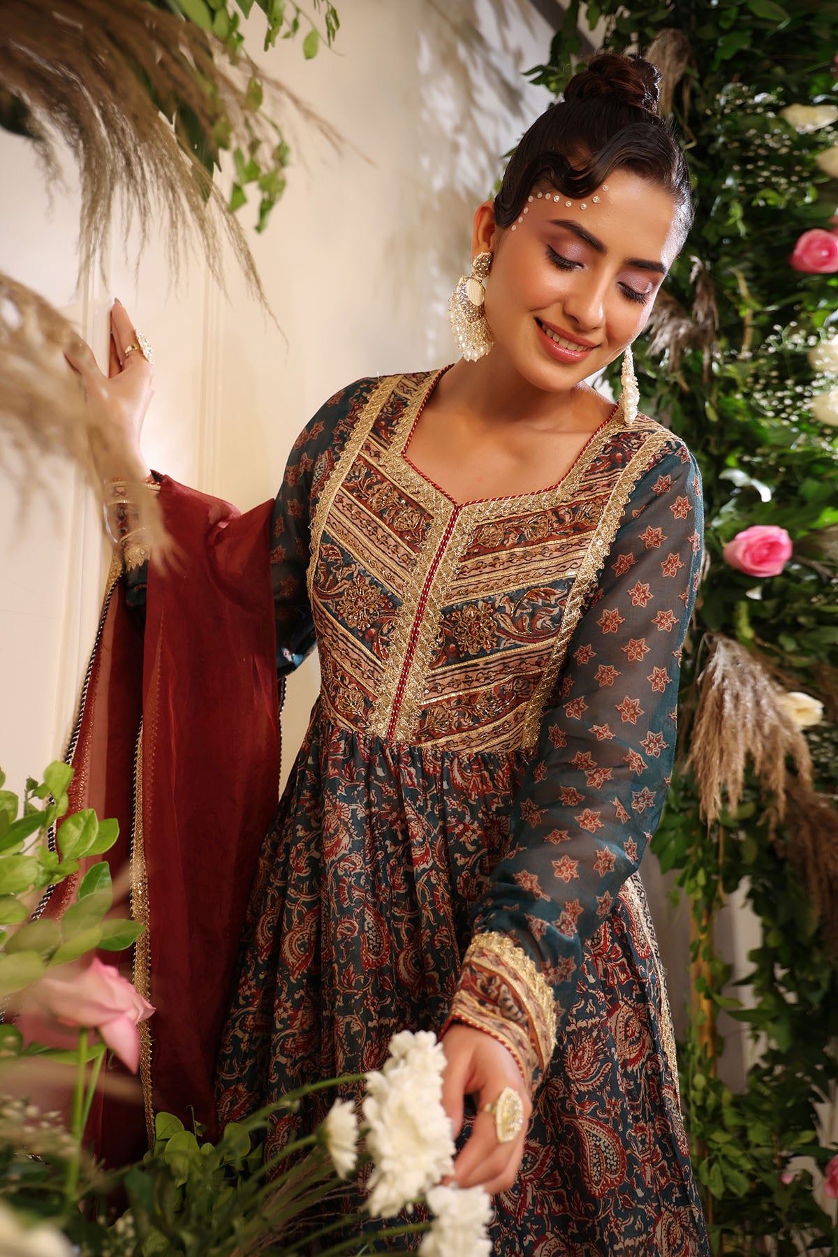 Navy Blue Multicolor Chanderi Gotapatti Suit Set