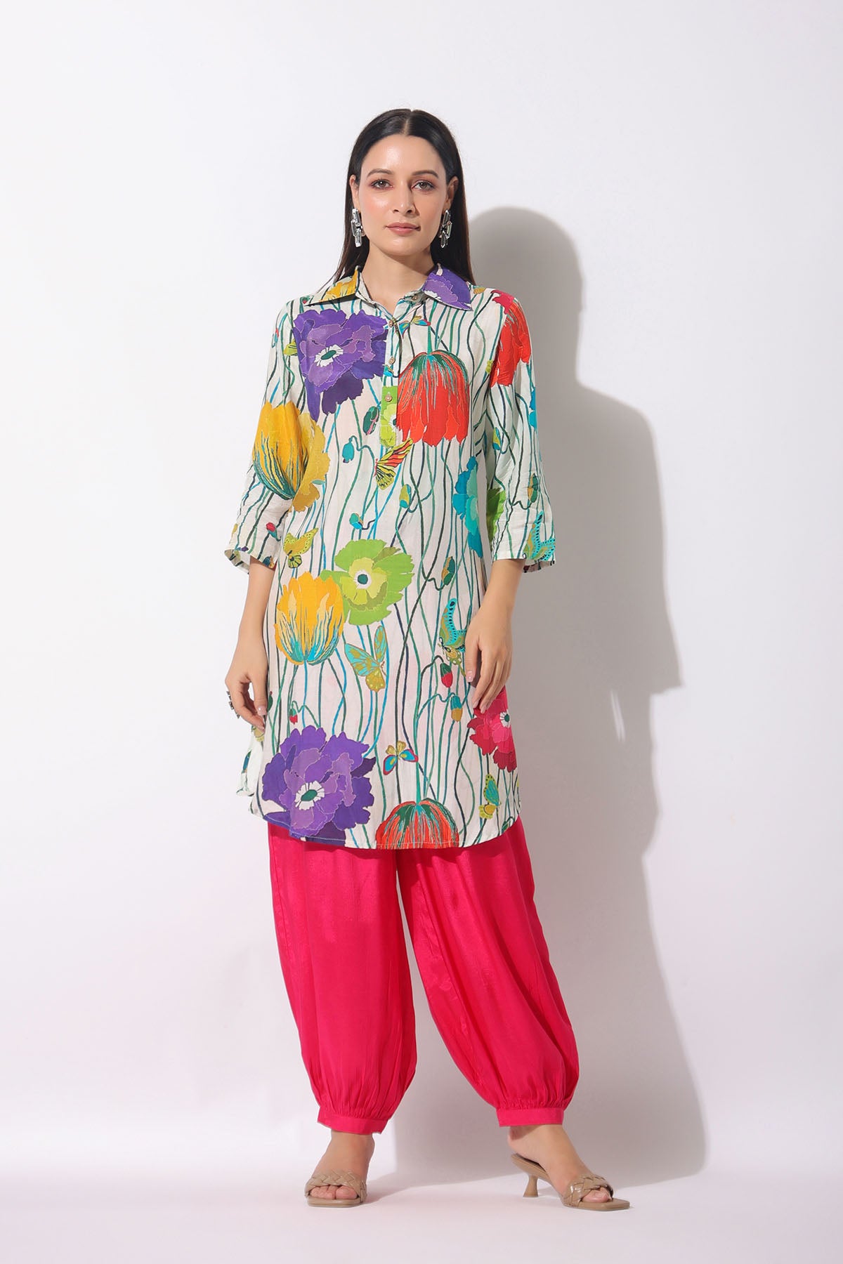White Floral Muslin Printed Co-ord Set