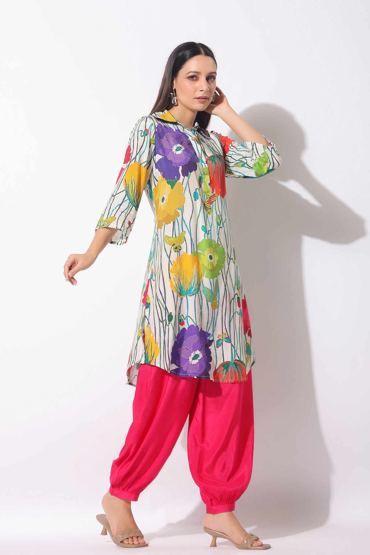 White Floral Muslin Printed Co-ord Set