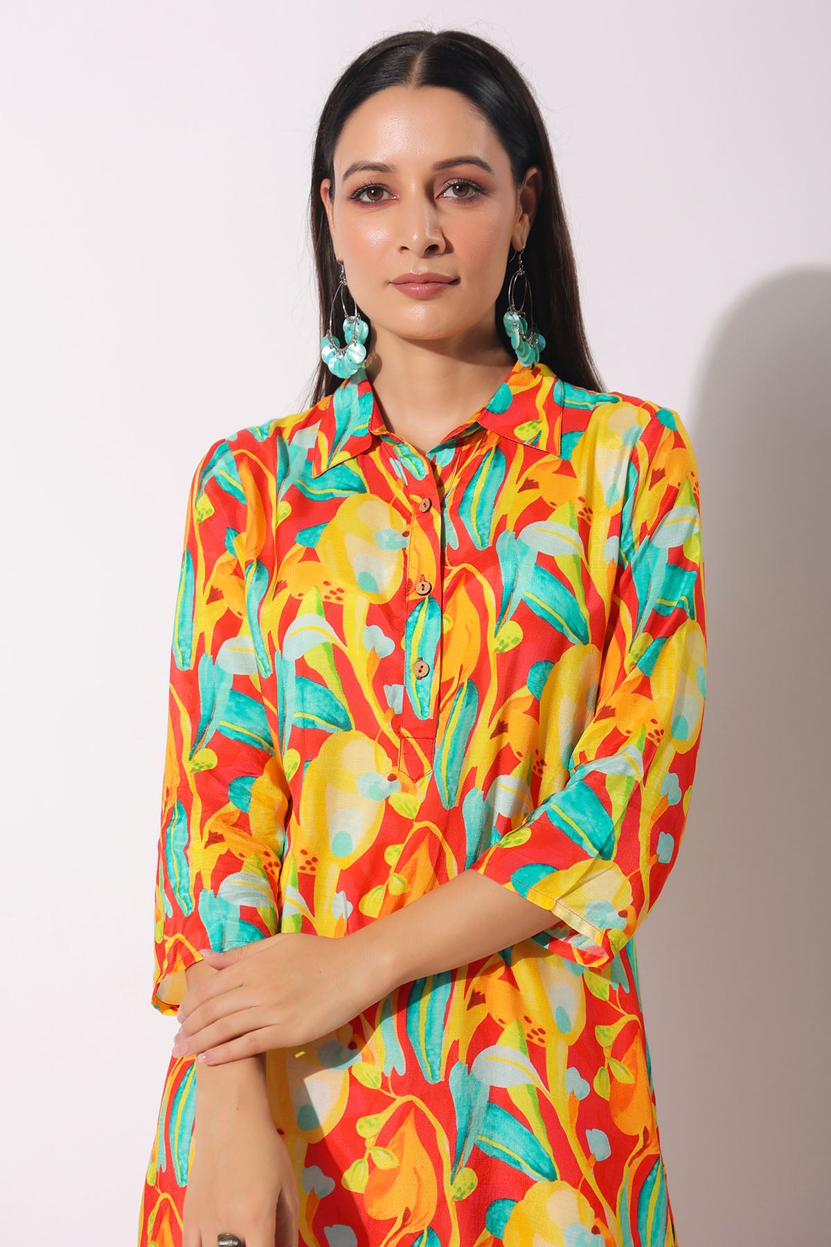 Red Floral Muslin Printed Co-ord Set
