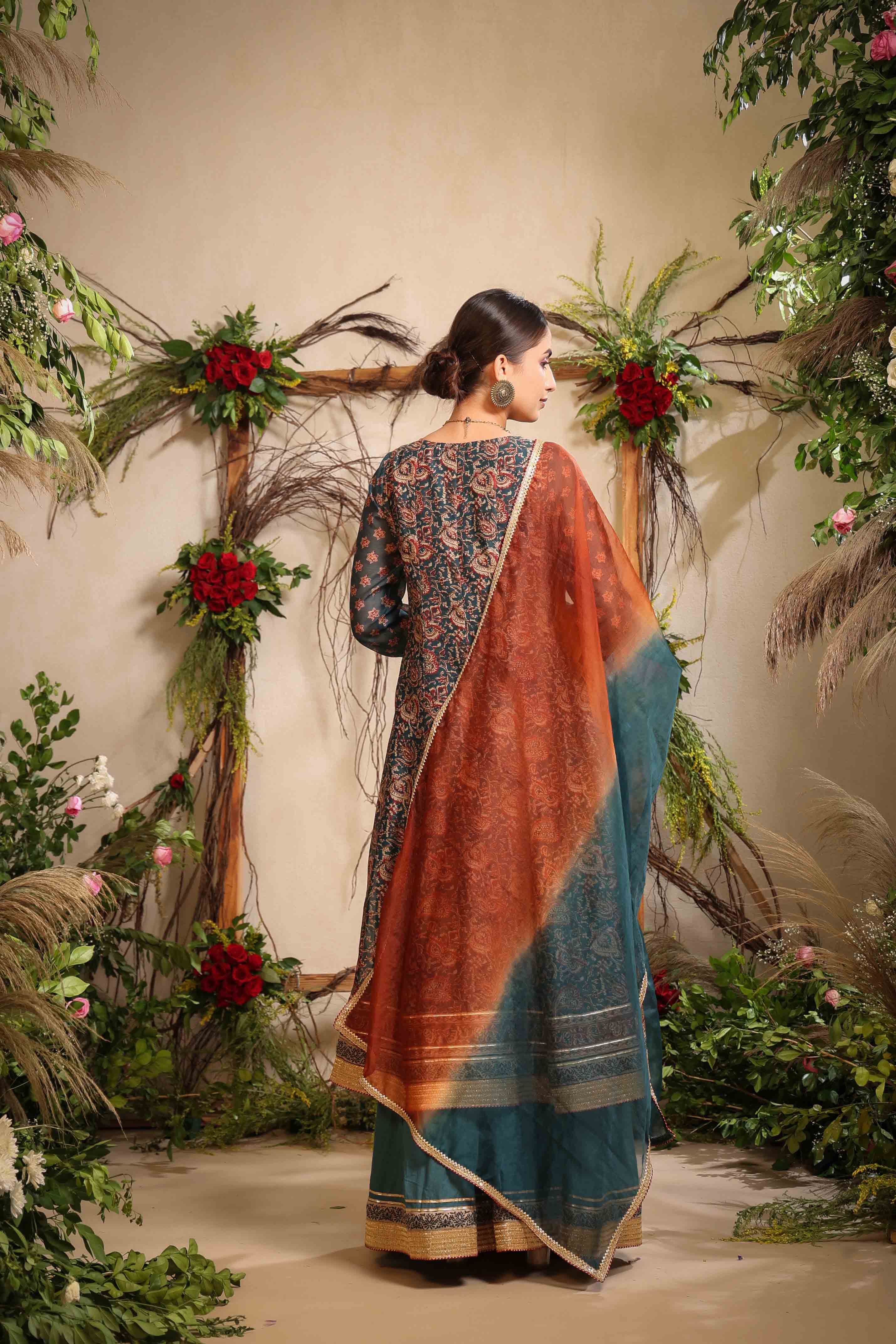 Navy Chanderi Handwork Sharara Set