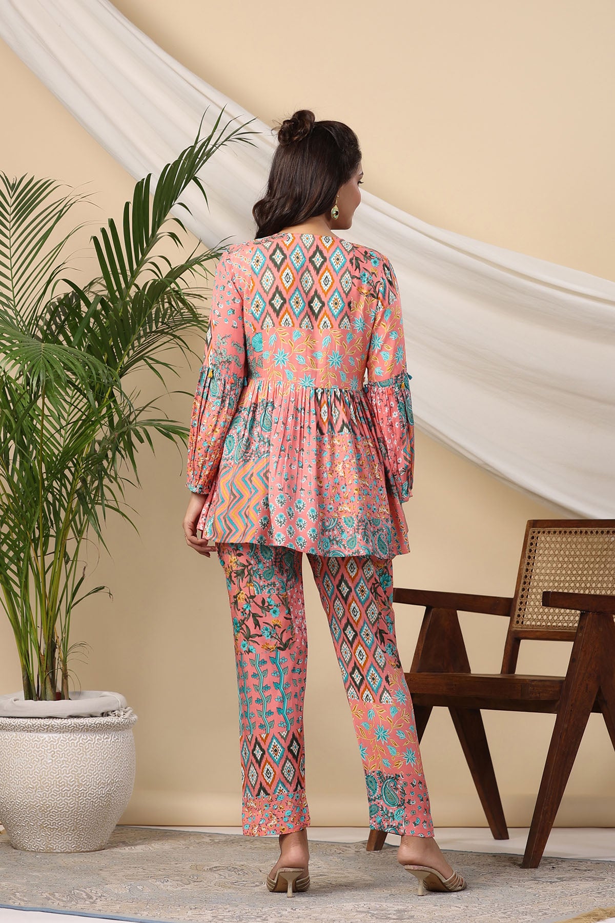 Pink Muslin Printed Co-ord Set