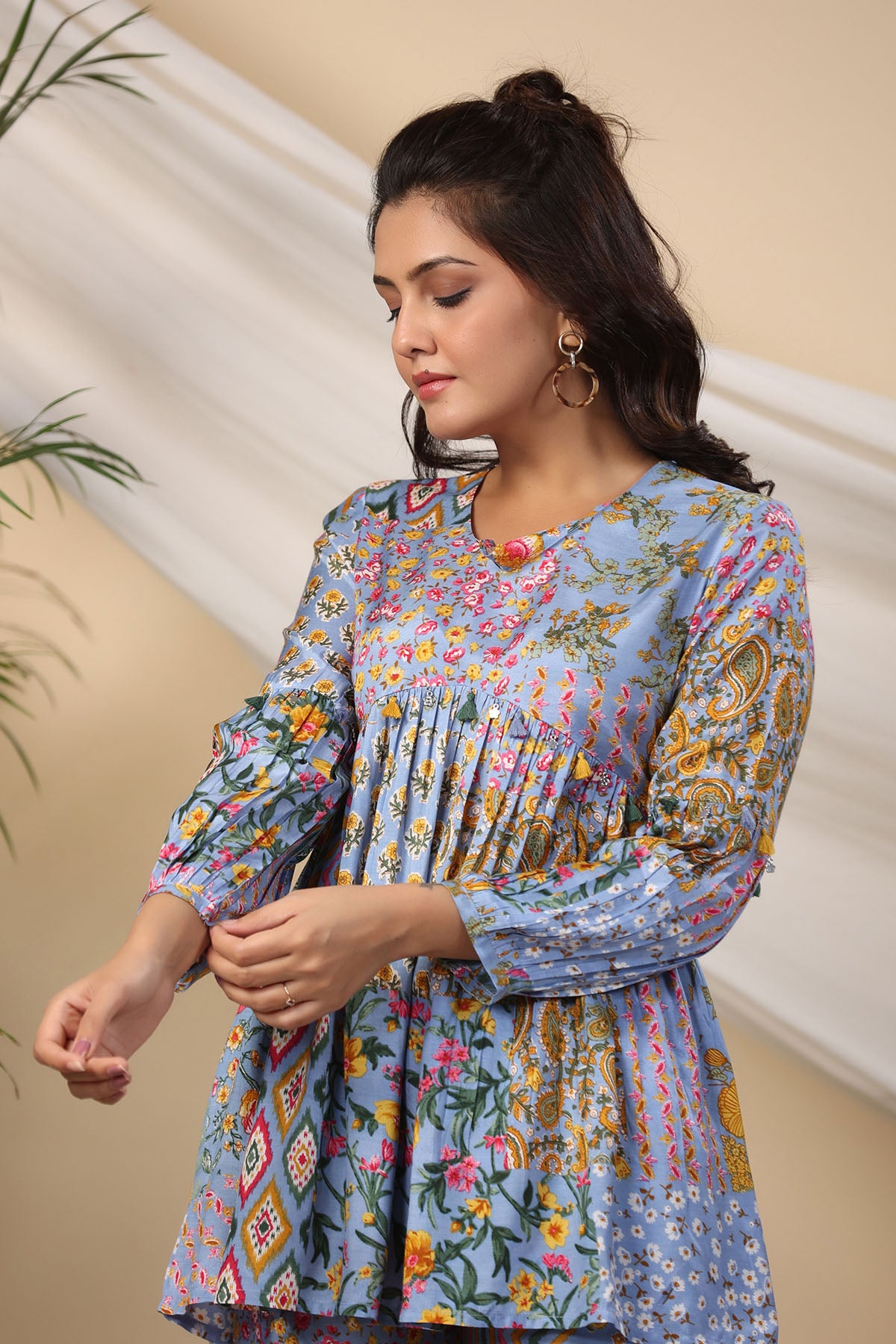 Blue Muslin Printed Co-ord Set