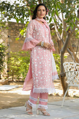 Rose Peach Embroidered Chanderi Suit Set