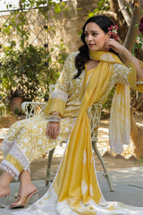 Rich Yellow Embroidered Chanderi Suit Set