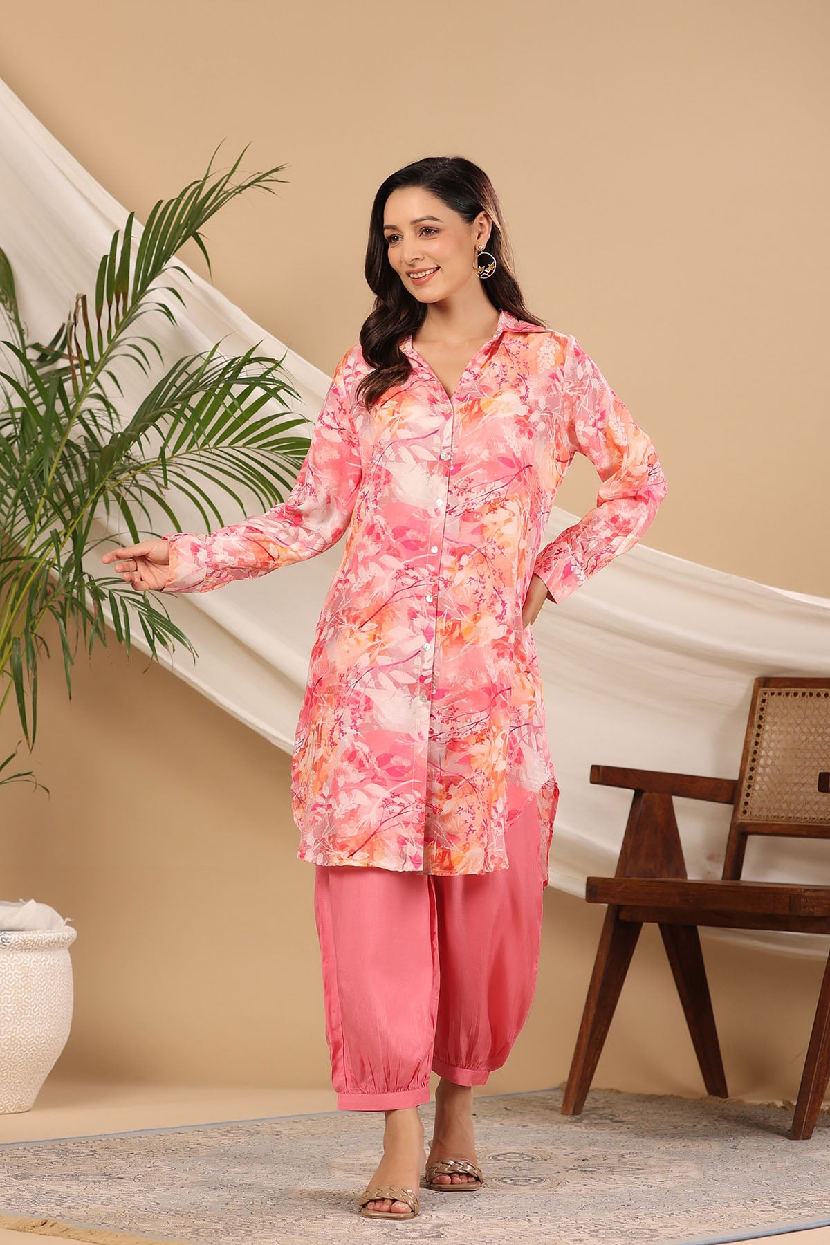 Pink Floral Muslin Printed Co-ord Set