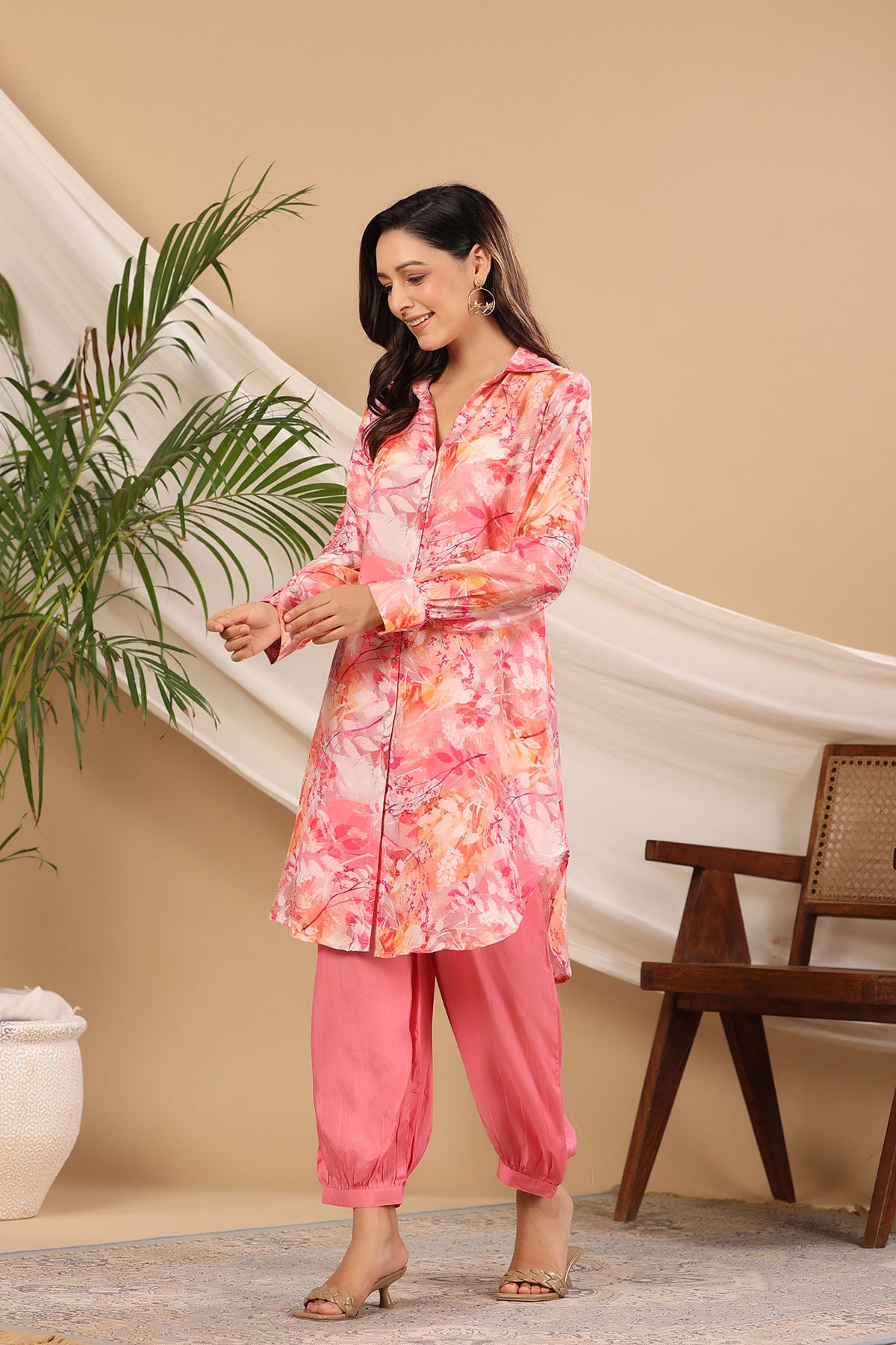 Pink Floral Muslin Printed Co-ord Set