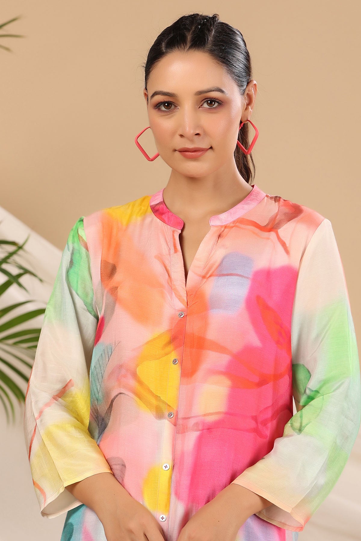 Pink Multicolor Muslin Handwork Co-ord Set