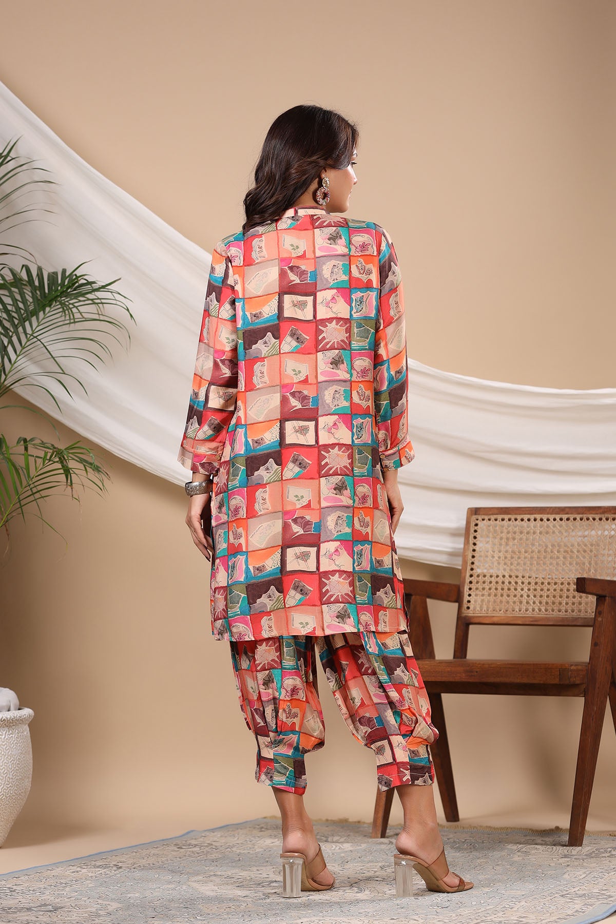 Pink Multicolor Muslin Handwork Co-ord Set