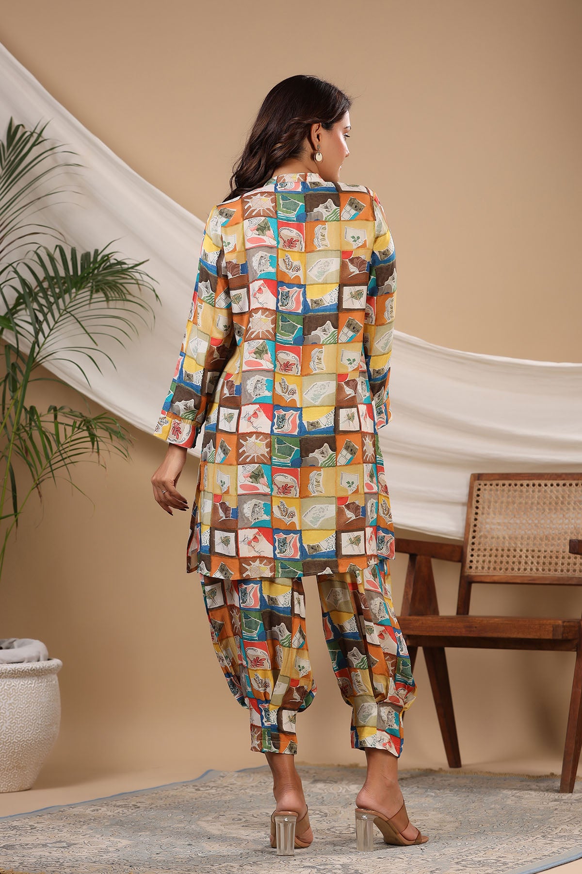 Yellow Multicolor Muslin Handwork Co-ord Set