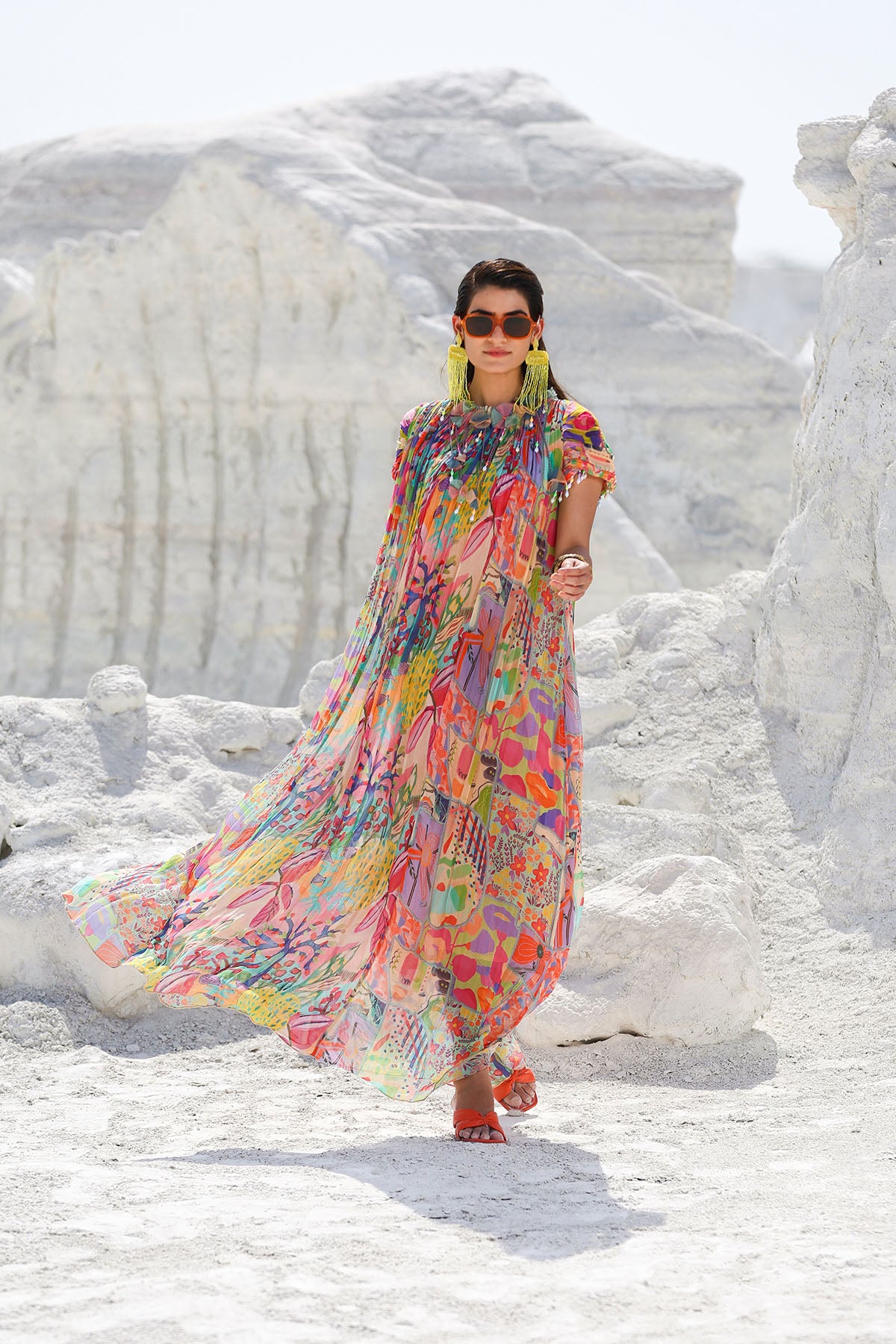 Multicolour Chiffon Printed Maxi Dress
