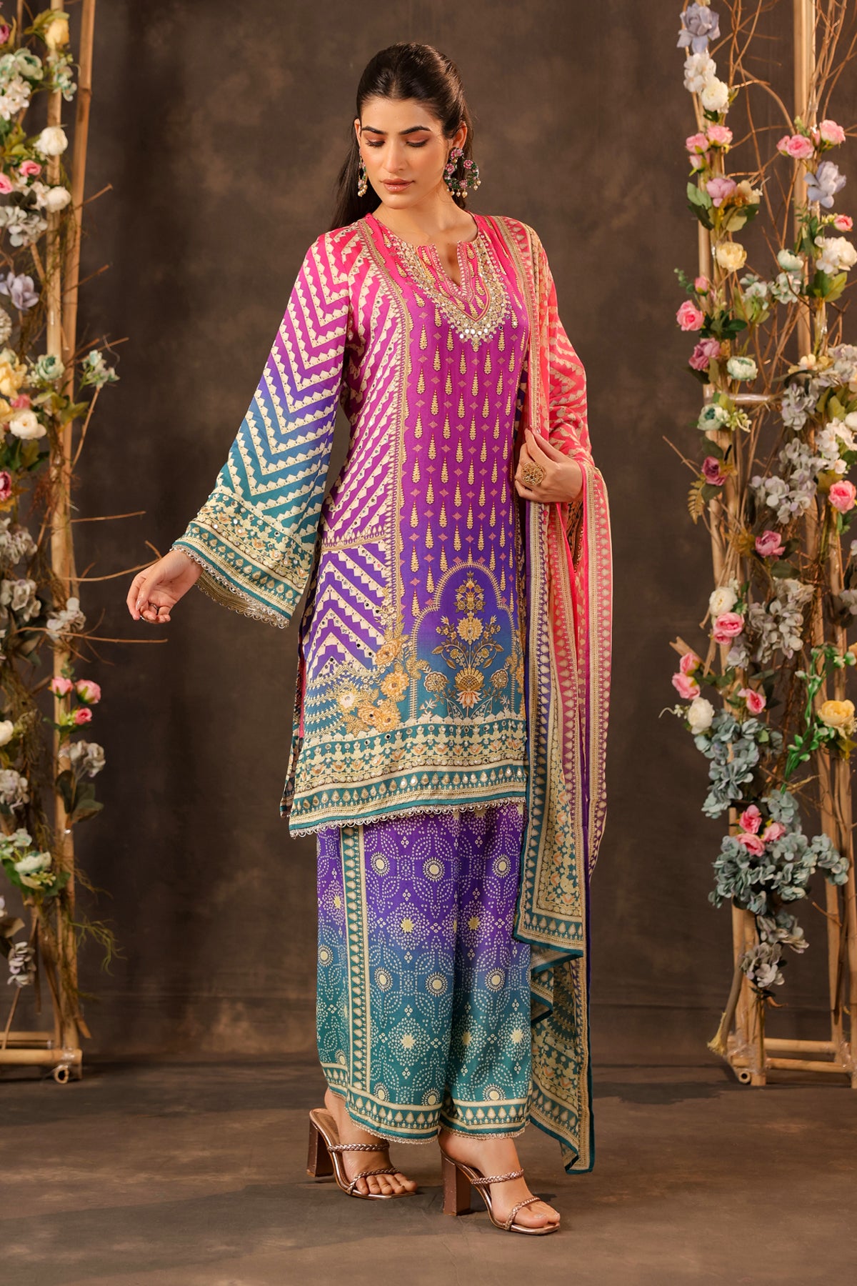 Pink Omray Muslin Embroidered Suit Set
