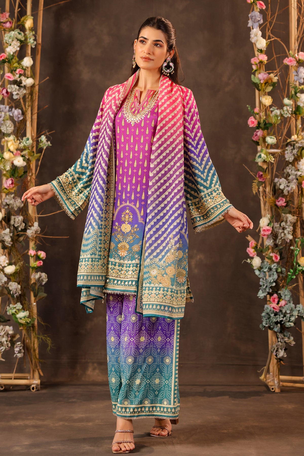 Pink Omray Muslin Embroidered Suit Set