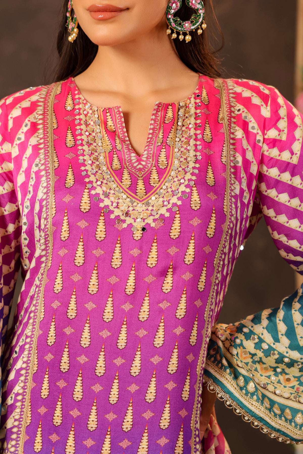 Pink Omray Muslin Embroidered Suit Set