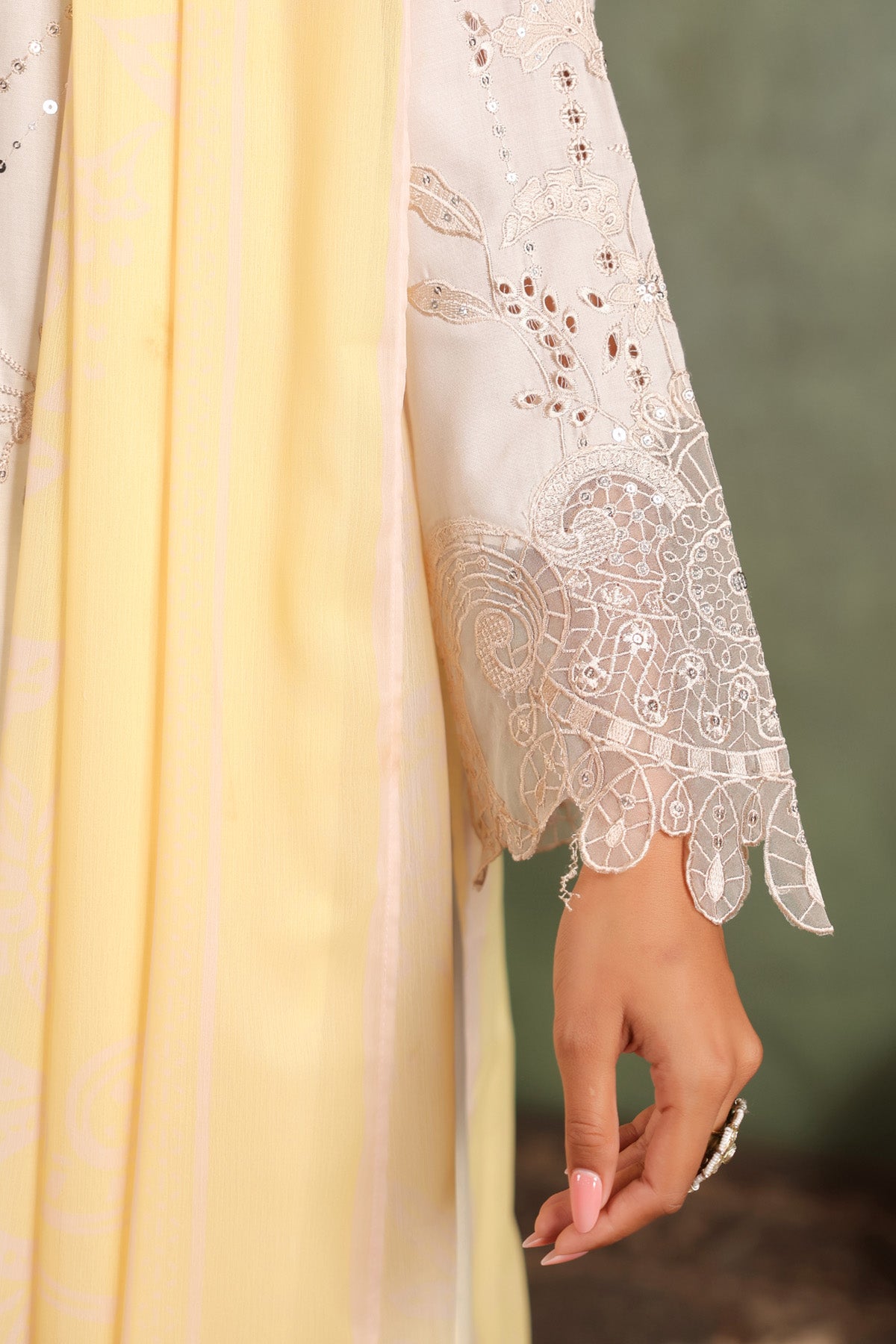 Pastel Yellow Cotton Embroidered Straight Suit Set With Dupatta