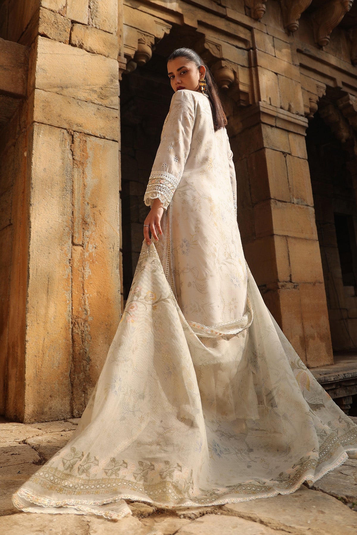 BEIGE COTTON STRAIGHT KURTA WITH PANT AND DUPATTA