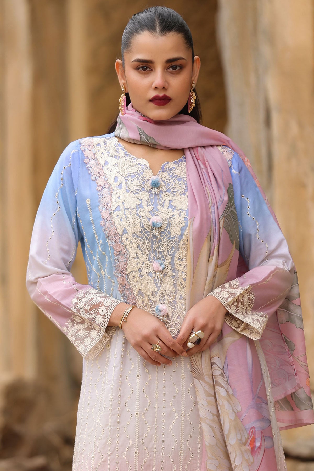 PINK COTTON STRAIGHT KURTA WITH PANT AND DUPATTA