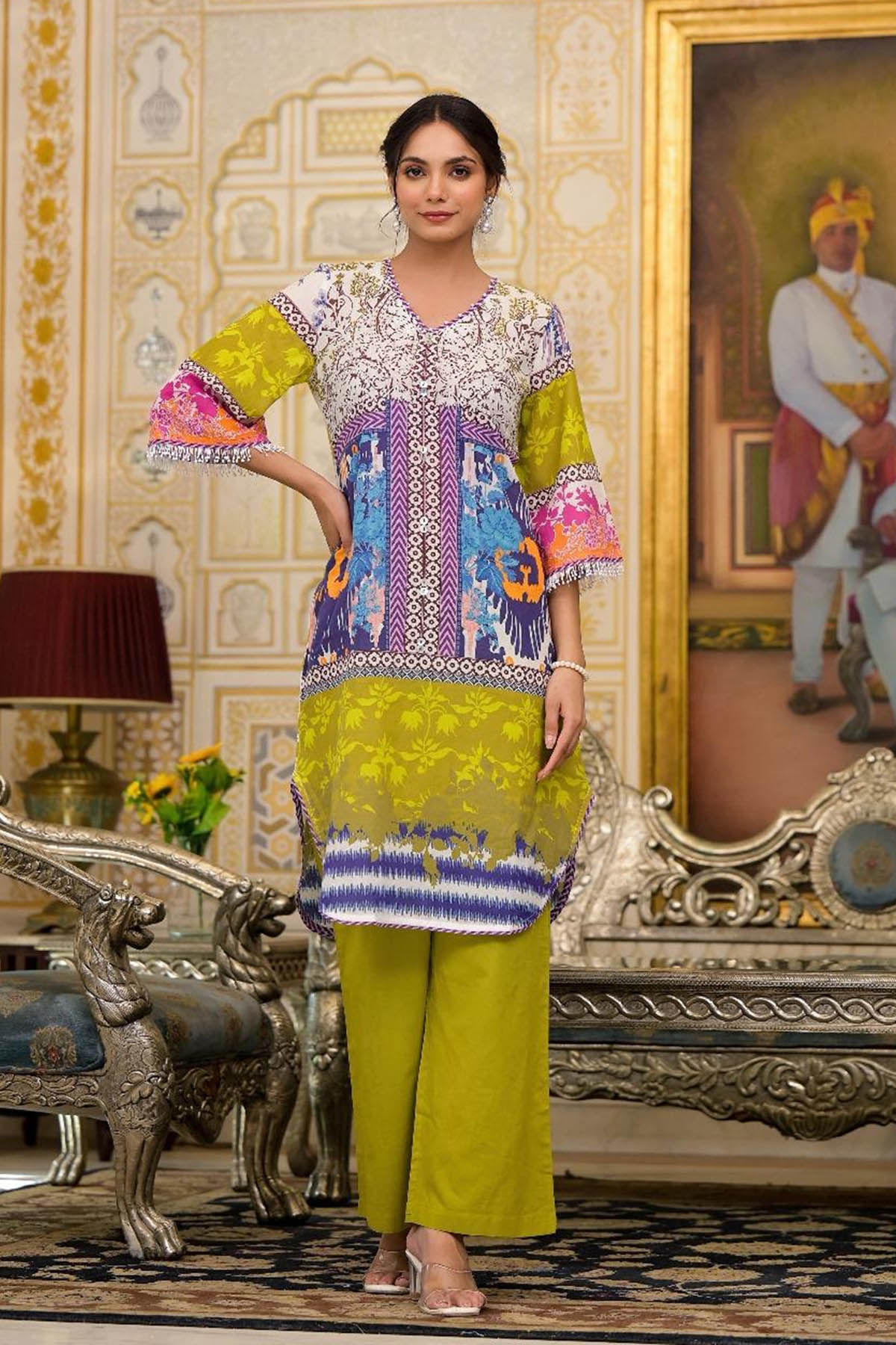 Green Cotton Printed Co-Ord Set