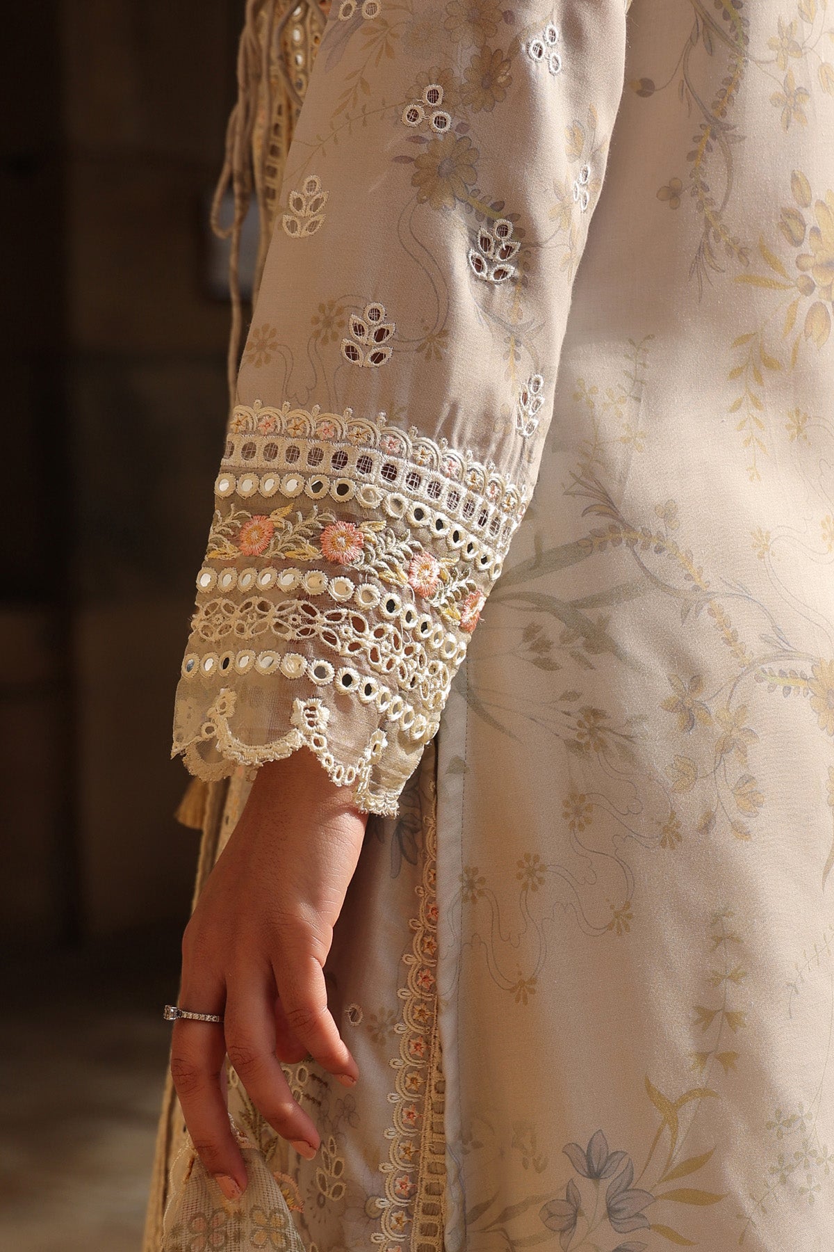 BEIGE COTTON STRAIGHT KURTA WITH PANT AND DUPATTA