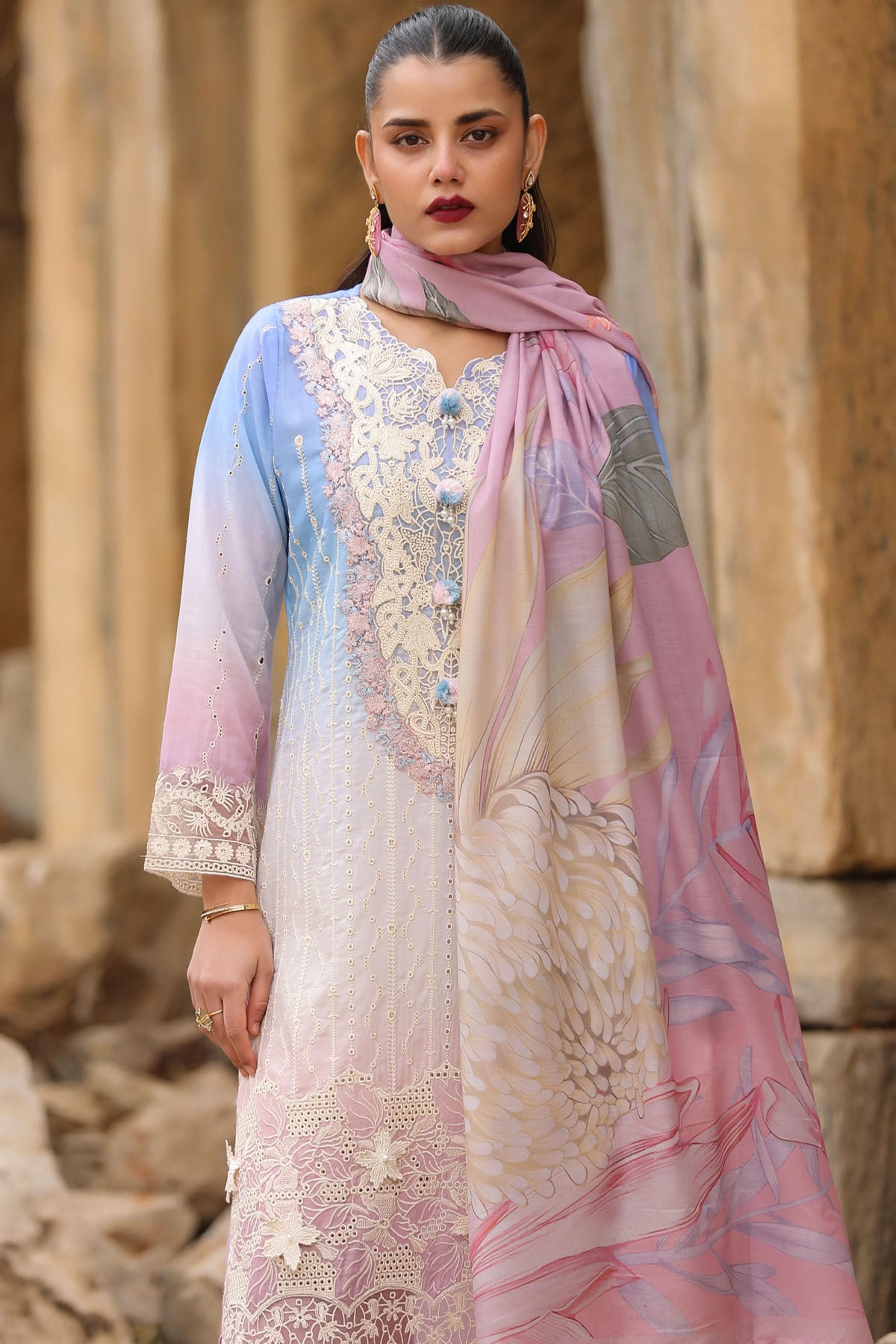 PINK COTTON STRAIGHT KURTA WITH PANT AND DUPATTA