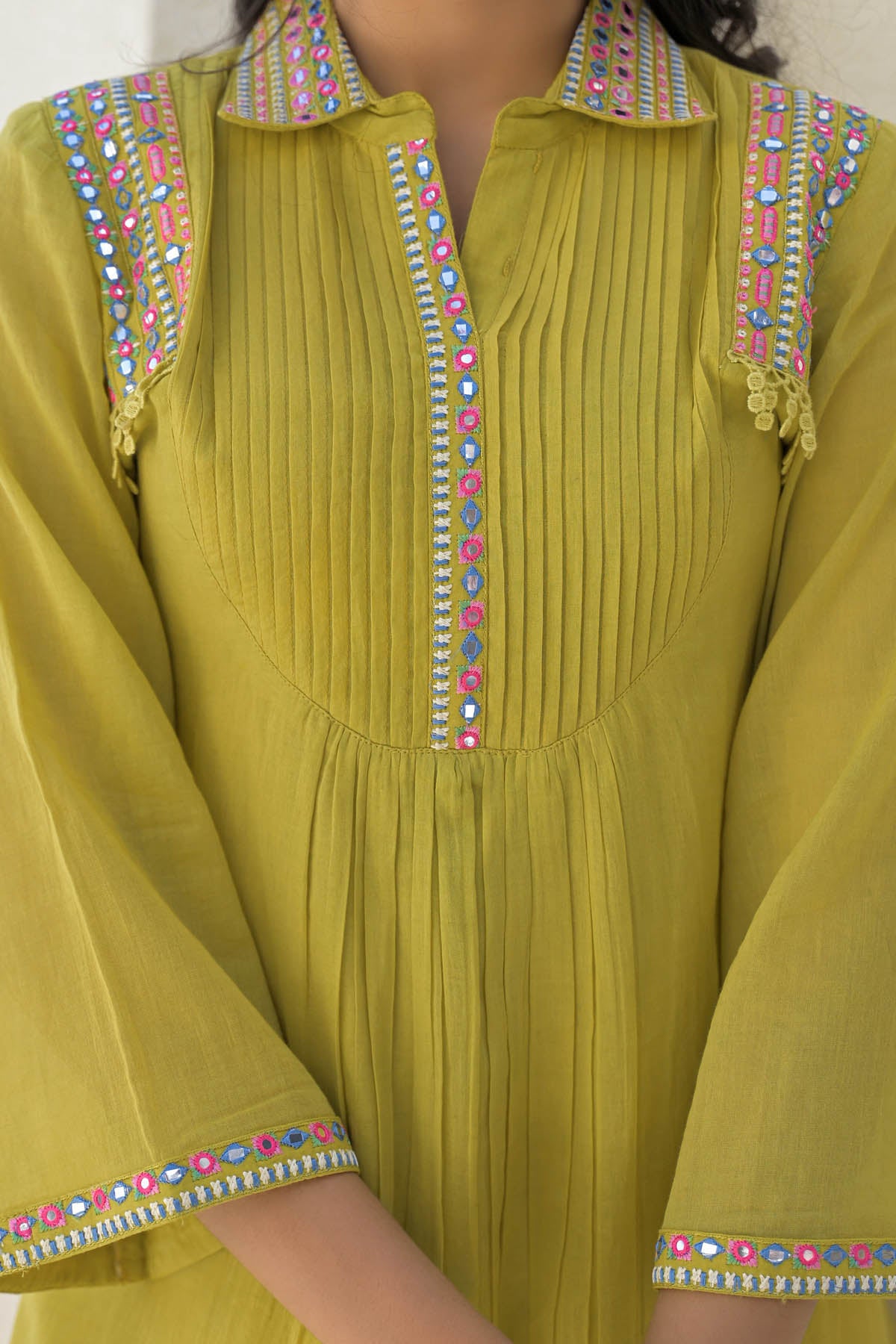 Mustard Cotton Embroidered Co-Ord Set