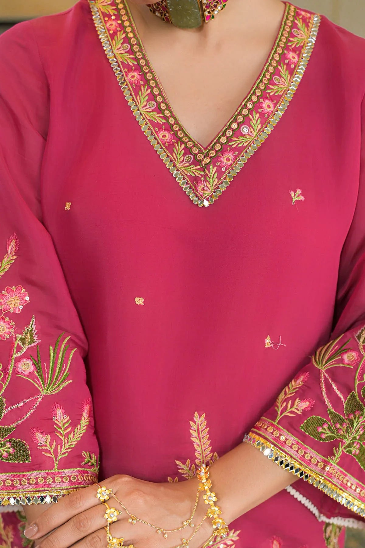 Pink Chanderi Embroidered Farsi Salwar Set | Bairaas