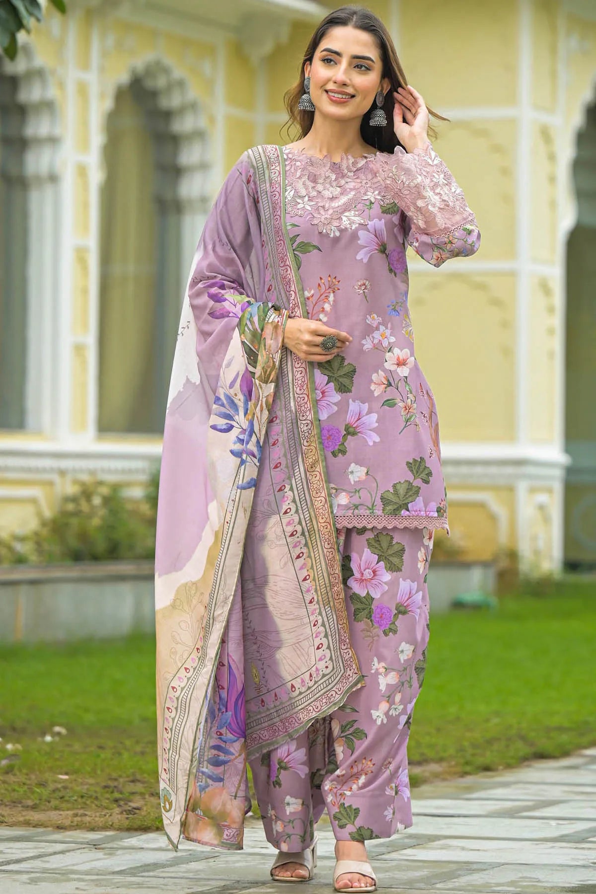 Onion Cotton Embroidered Farsi Salwar Set
