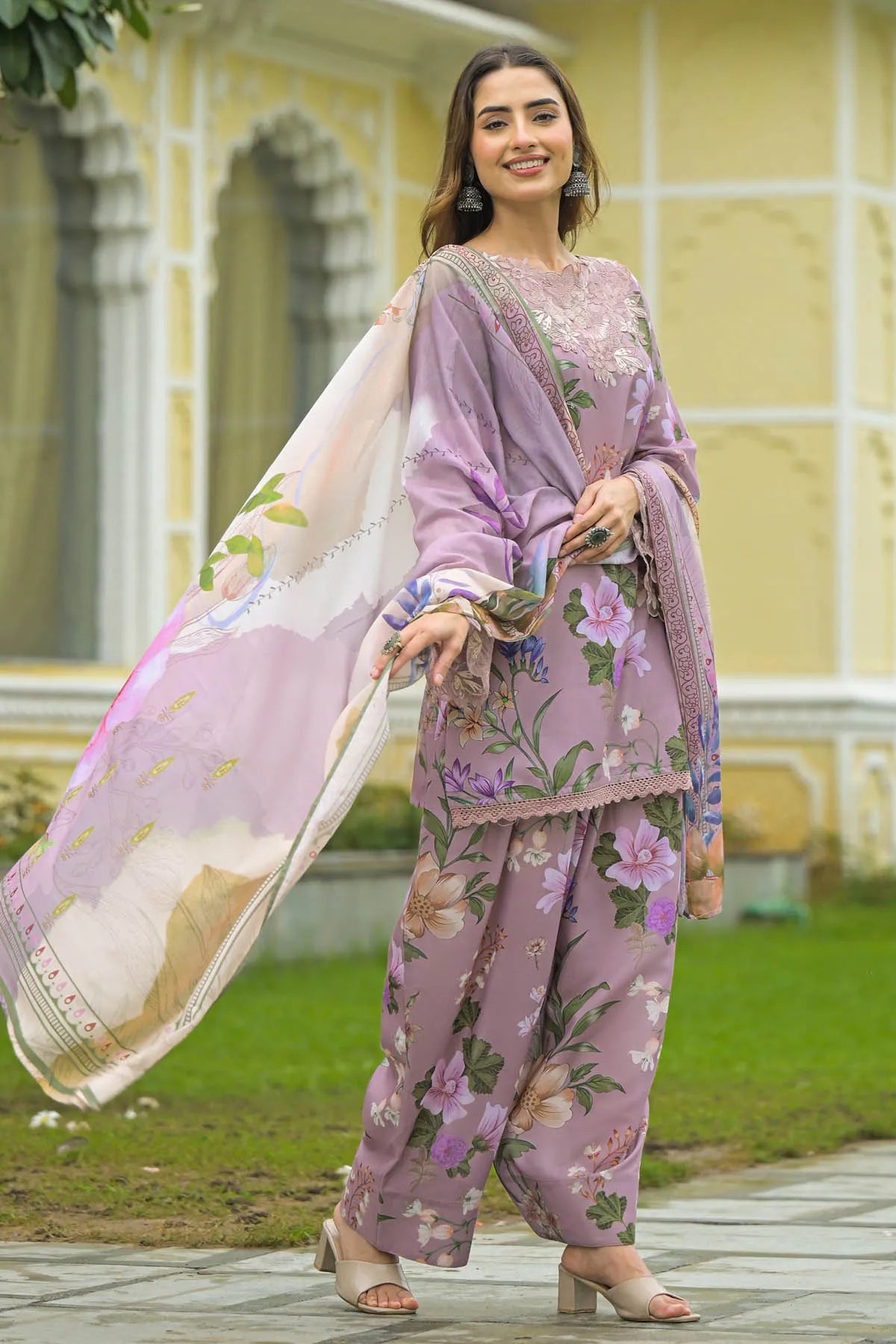 Onion Cotton Embroidered Farsi Salwar Set