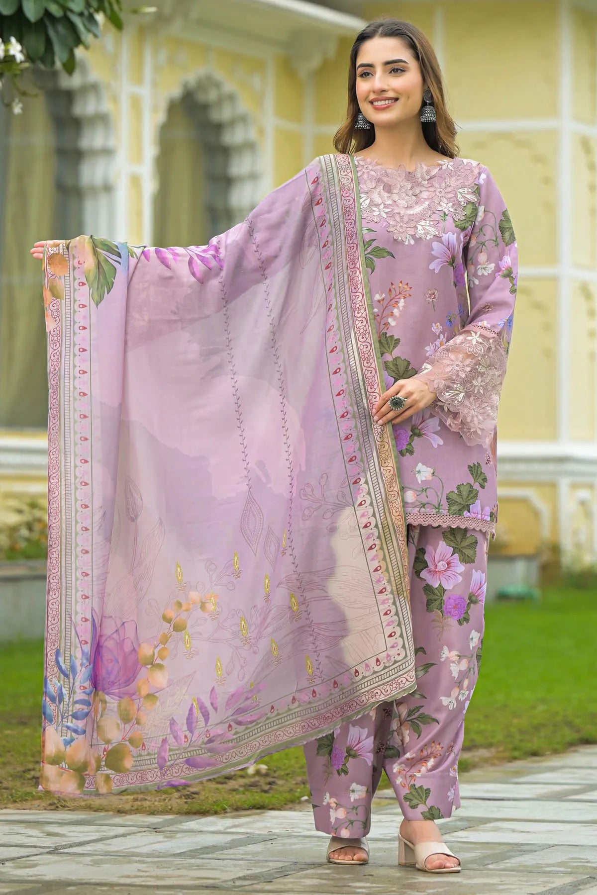 Onion Cotton Embroidered Farsi Salwar Set