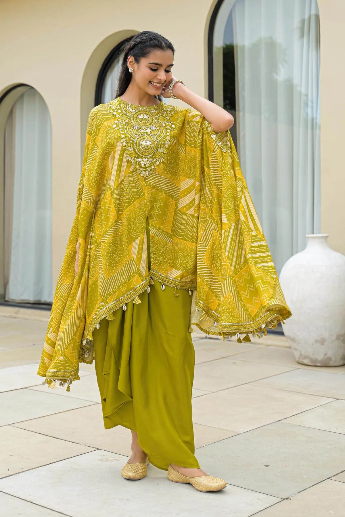 Mustard Muslin Embroidered Dresses | Bairaas