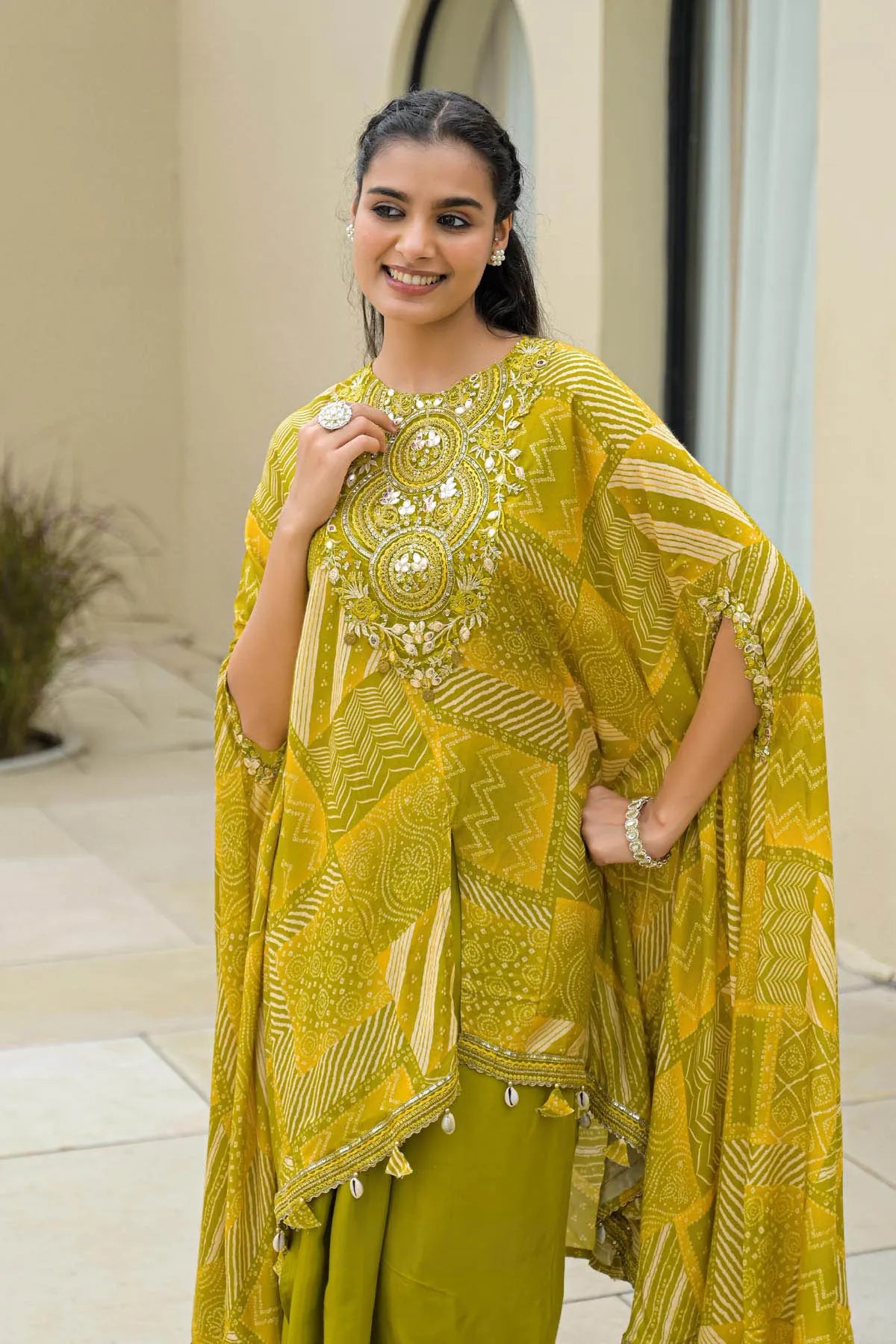 Mustard Muslin Embroidered Dresses | Bairaas