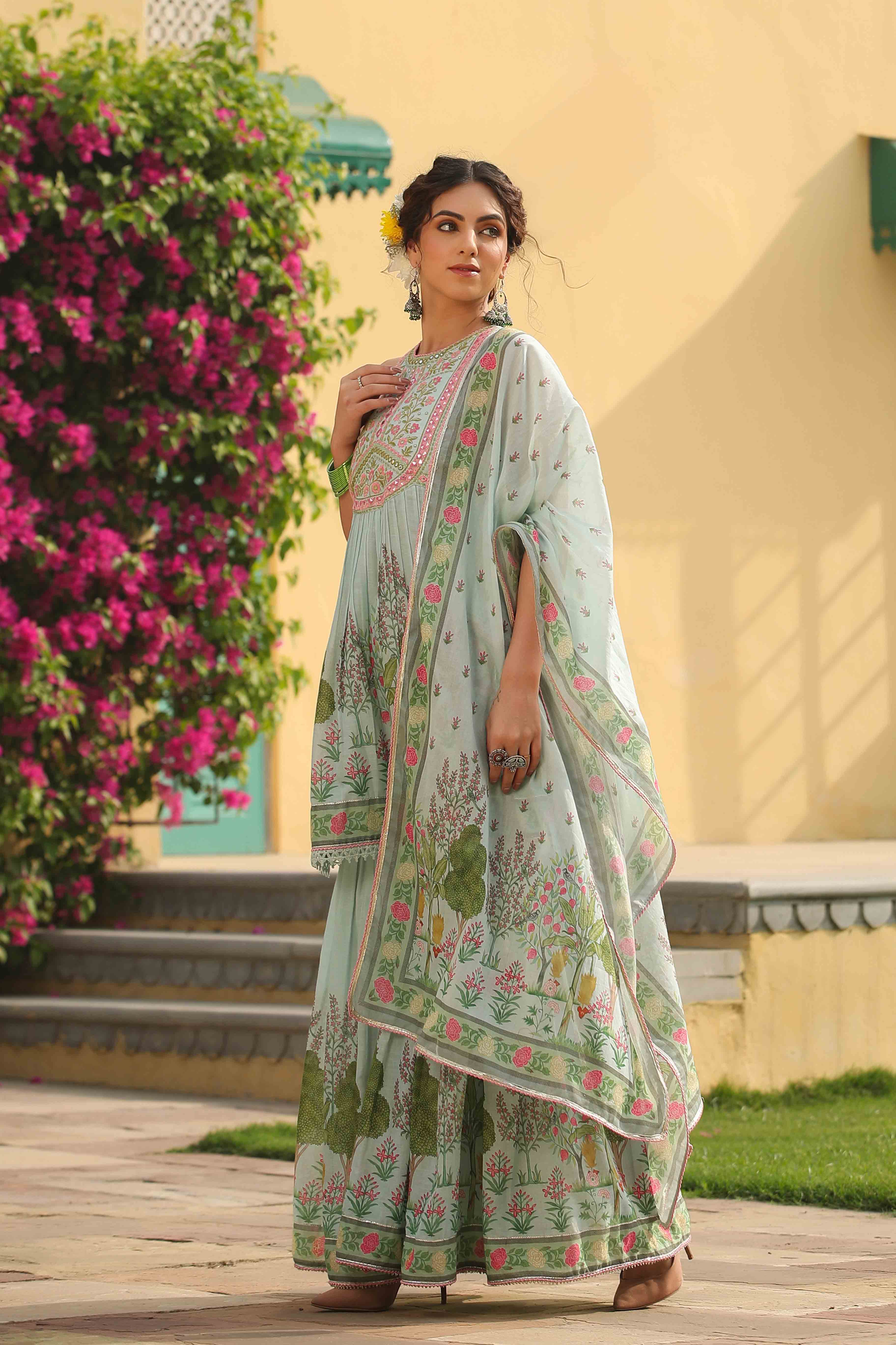 Sea Green Sharara Set