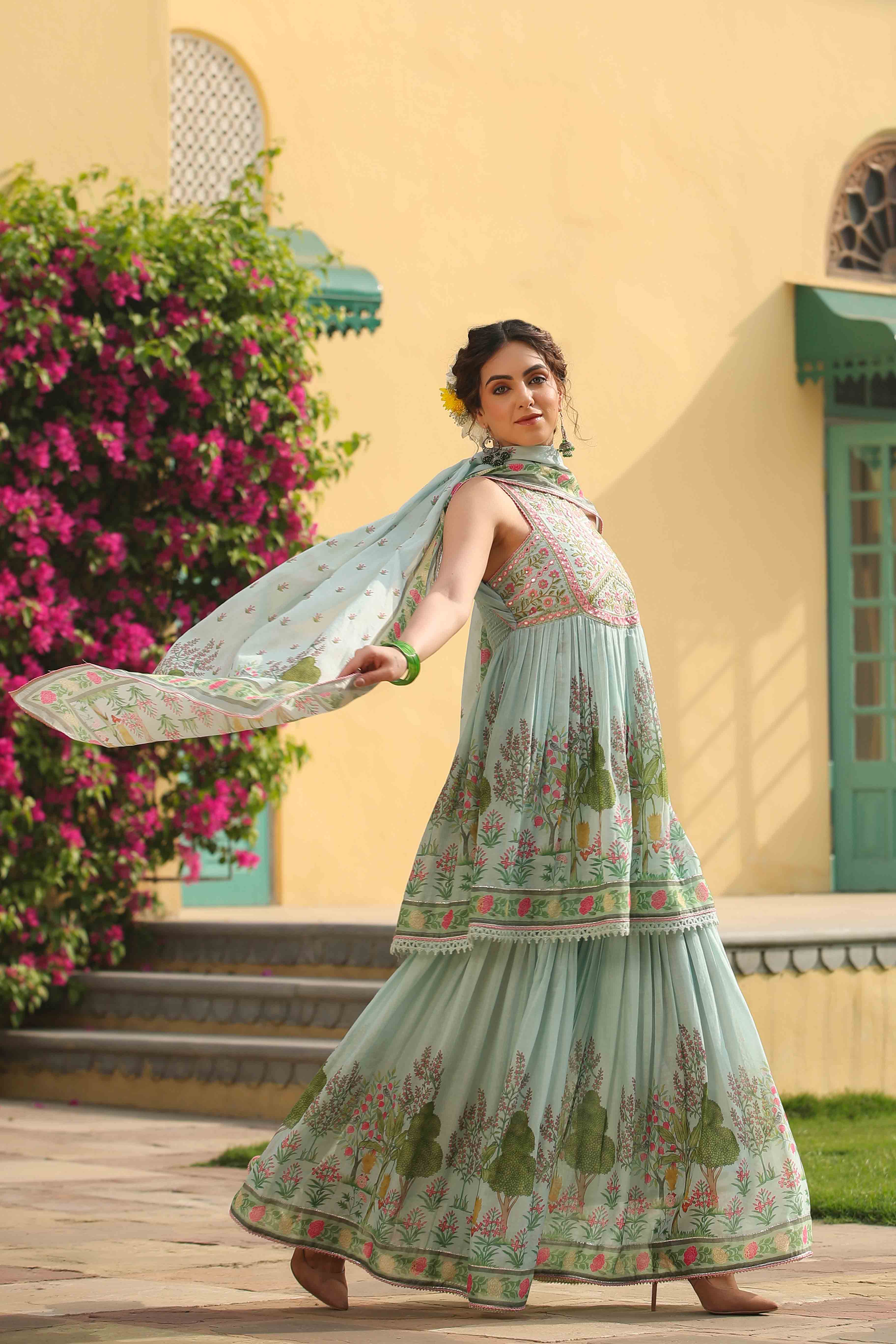 Sea Green Sharara Set