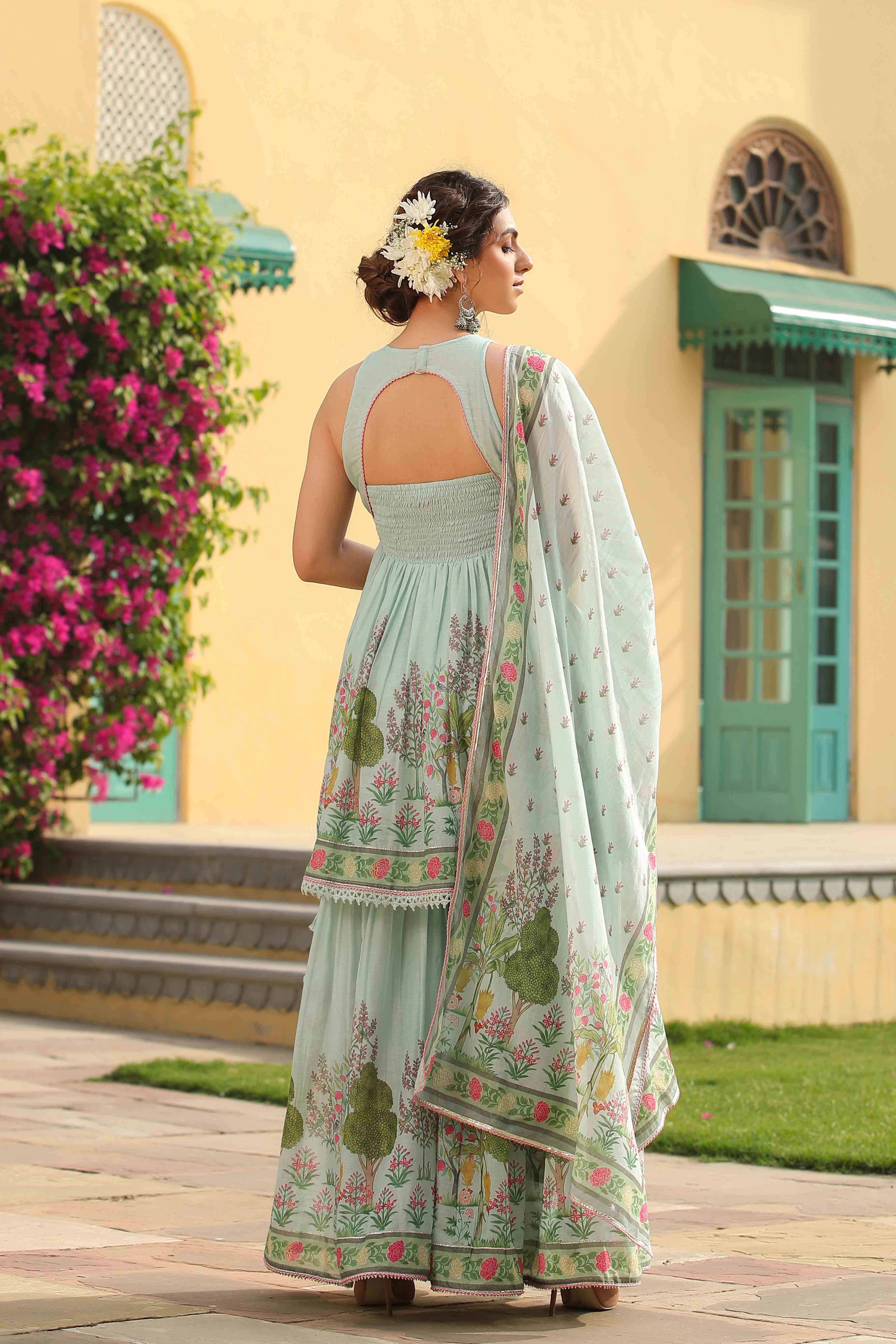 Sea Green Sharara Set