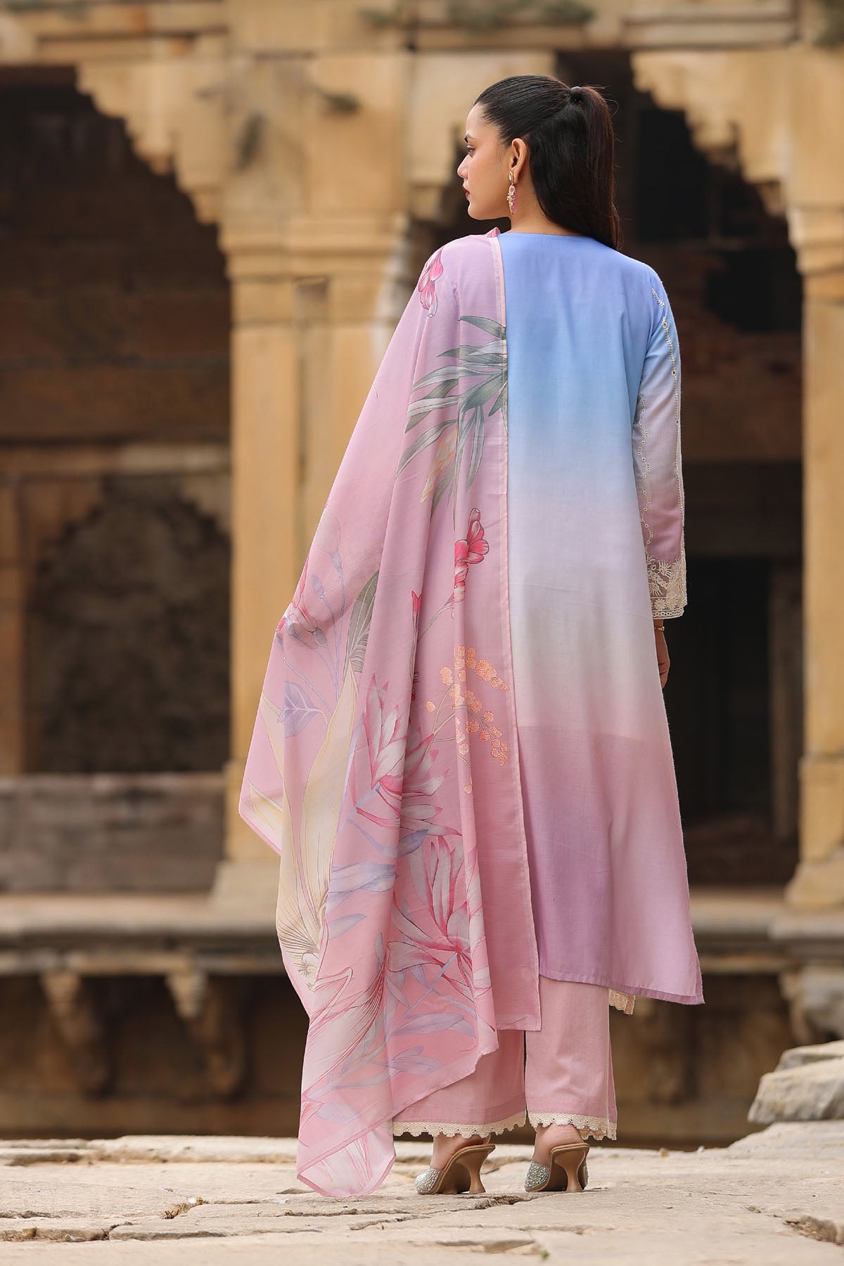 PINK COTTON STRAIGHT KURTA WITH PANT AND DUPATTA