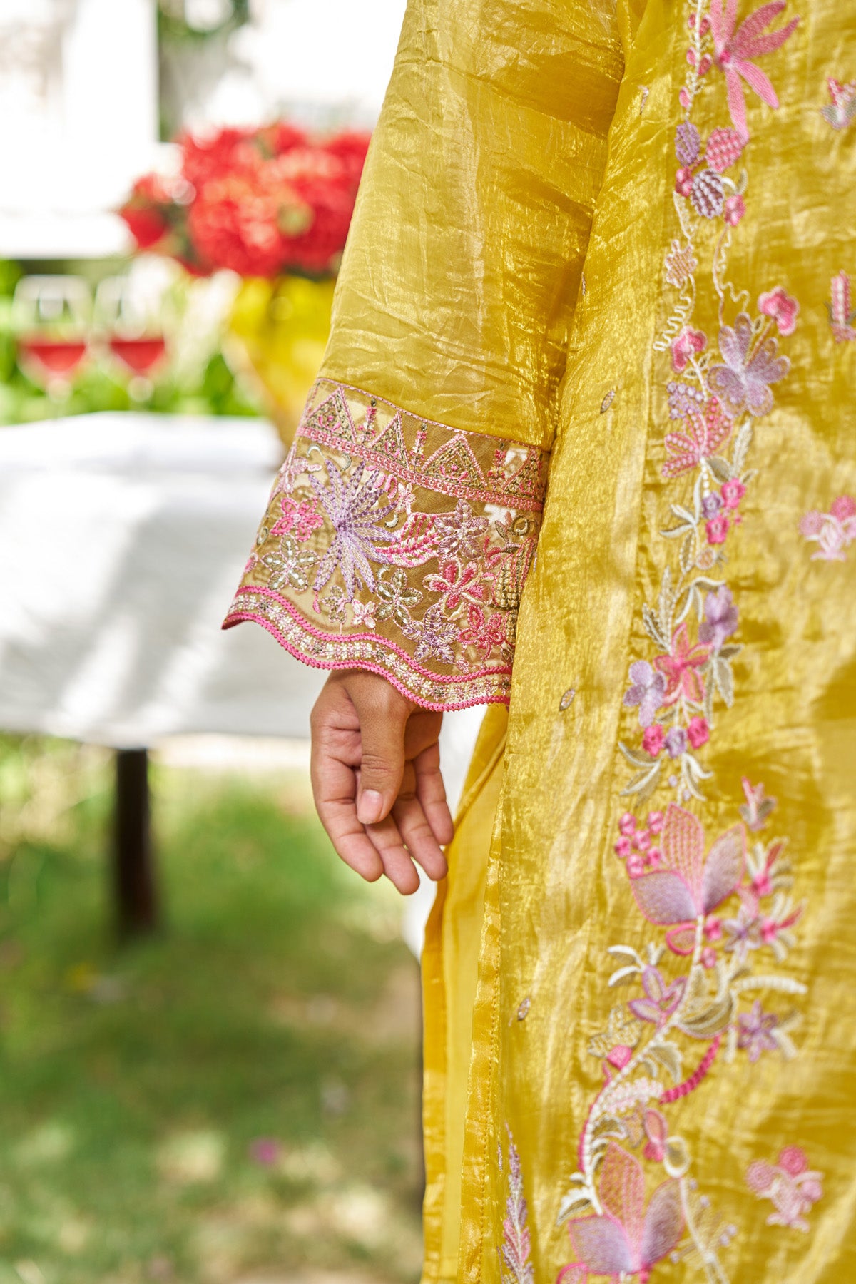 Yellow Goldcrush Embroidered Suit Set With Dupatta
